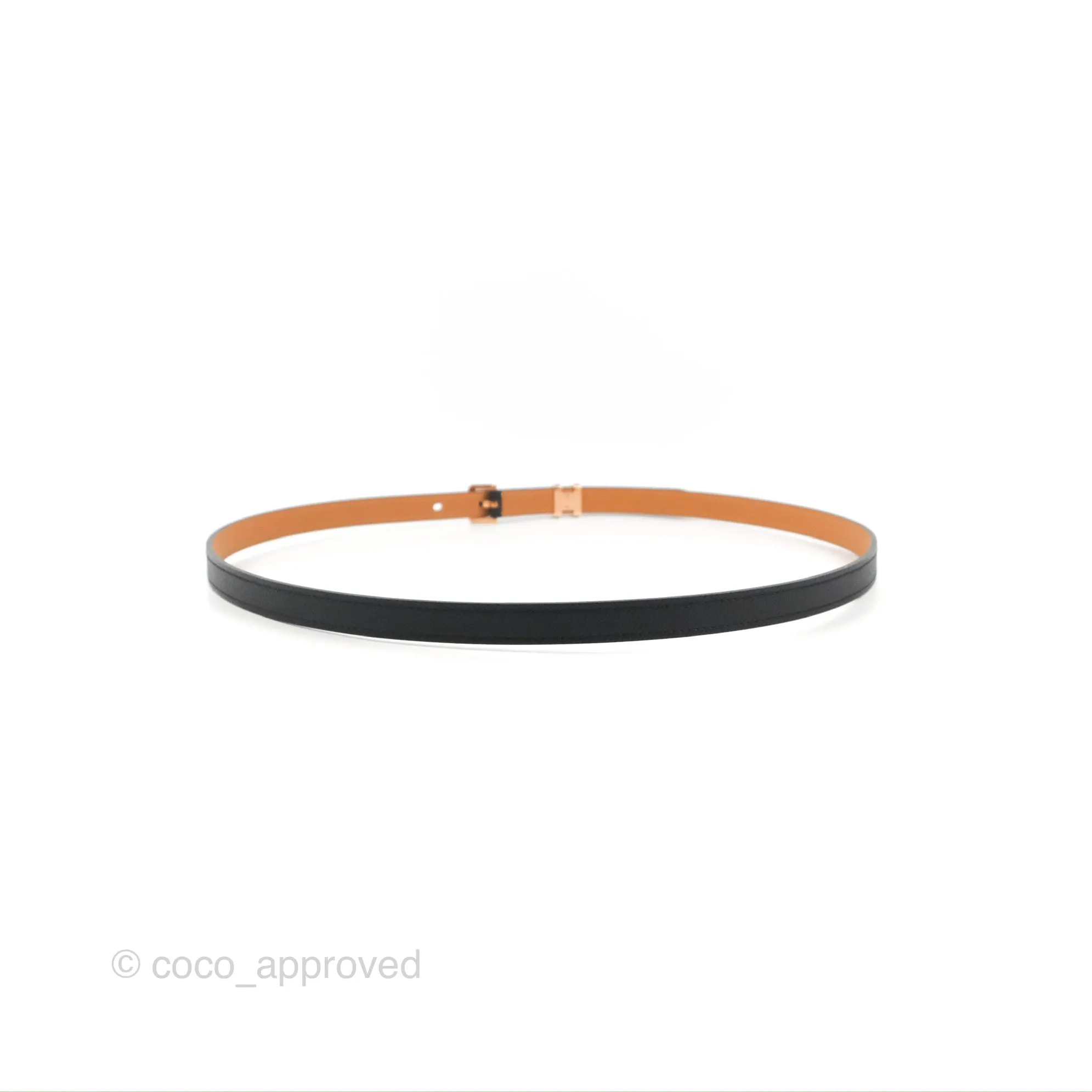 Hermes Pop H 15 Belt Epsom Black Rose Gold Hardware Size 90