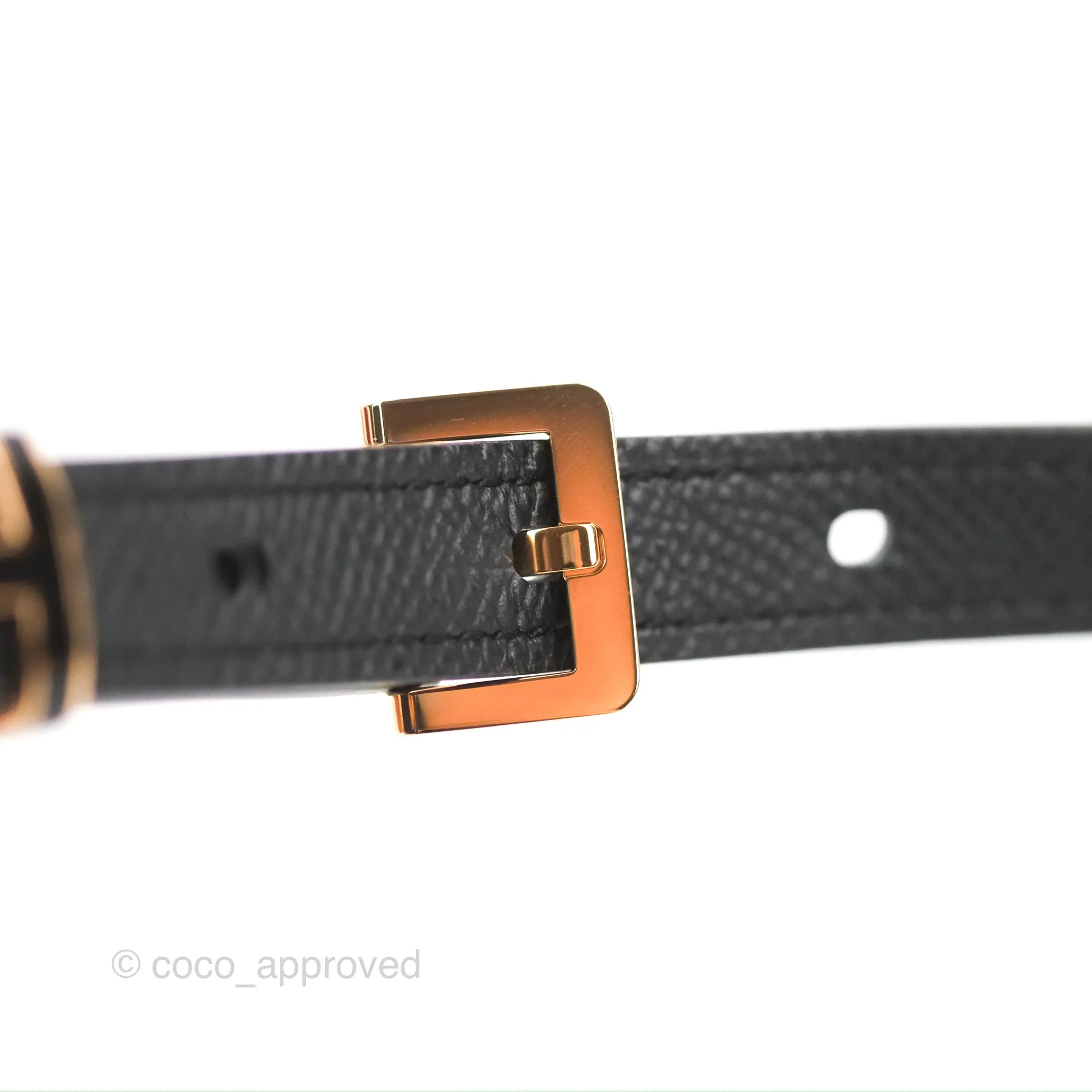 Hermes Pop H 15 Belt Epsom Black Rose Gold Hardware Size 90