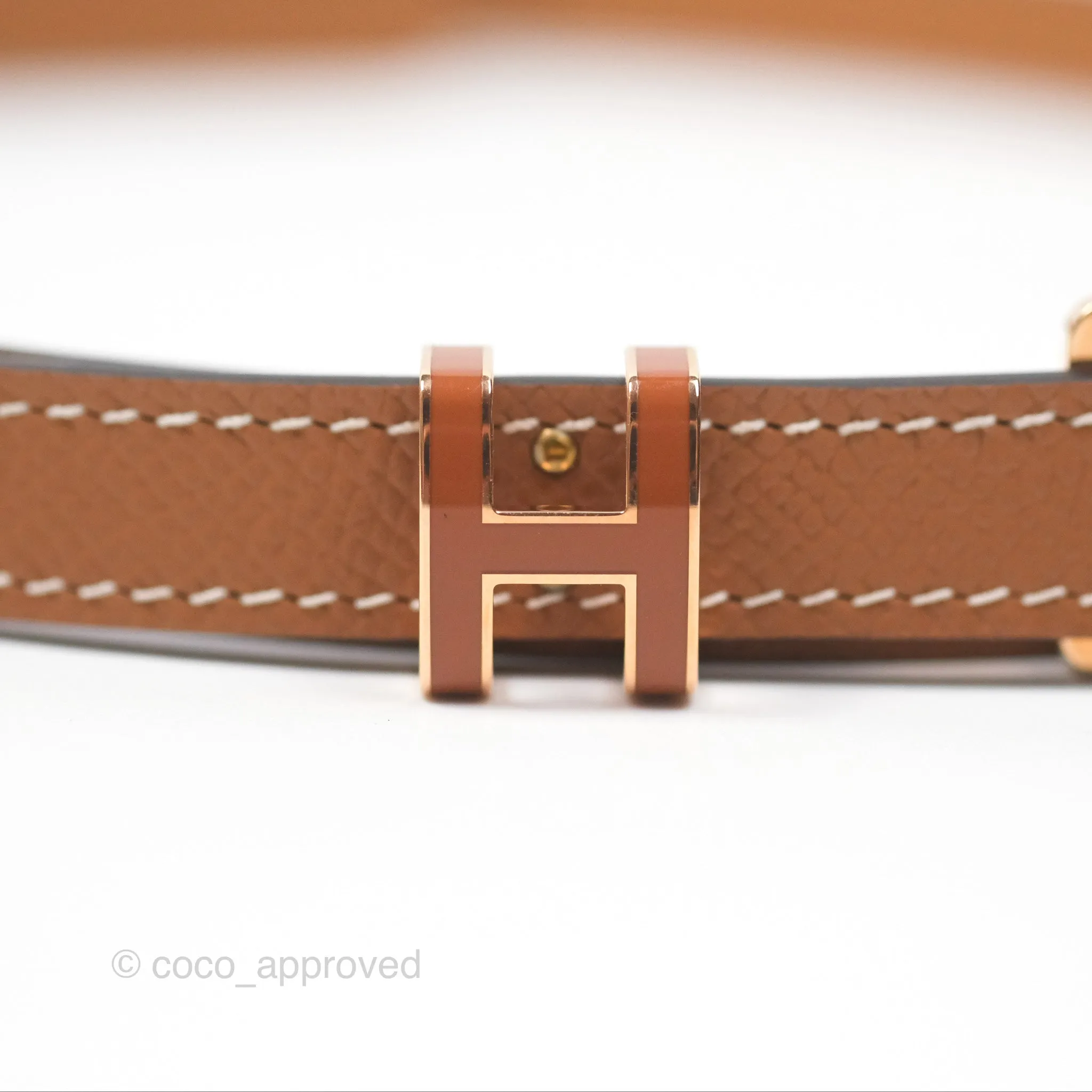 Hermes Pop H 15 Belt Gold Epsom Rose Gold Hardware