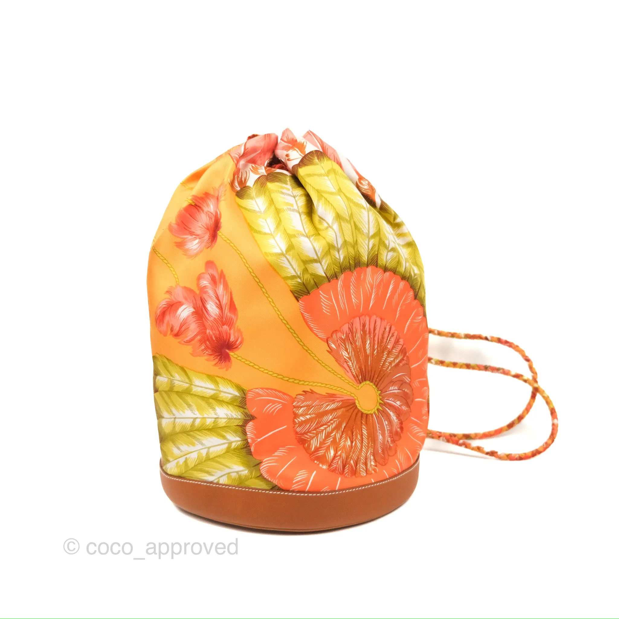 Hermes Sac Soie Cool Drawstring Backpack Orange