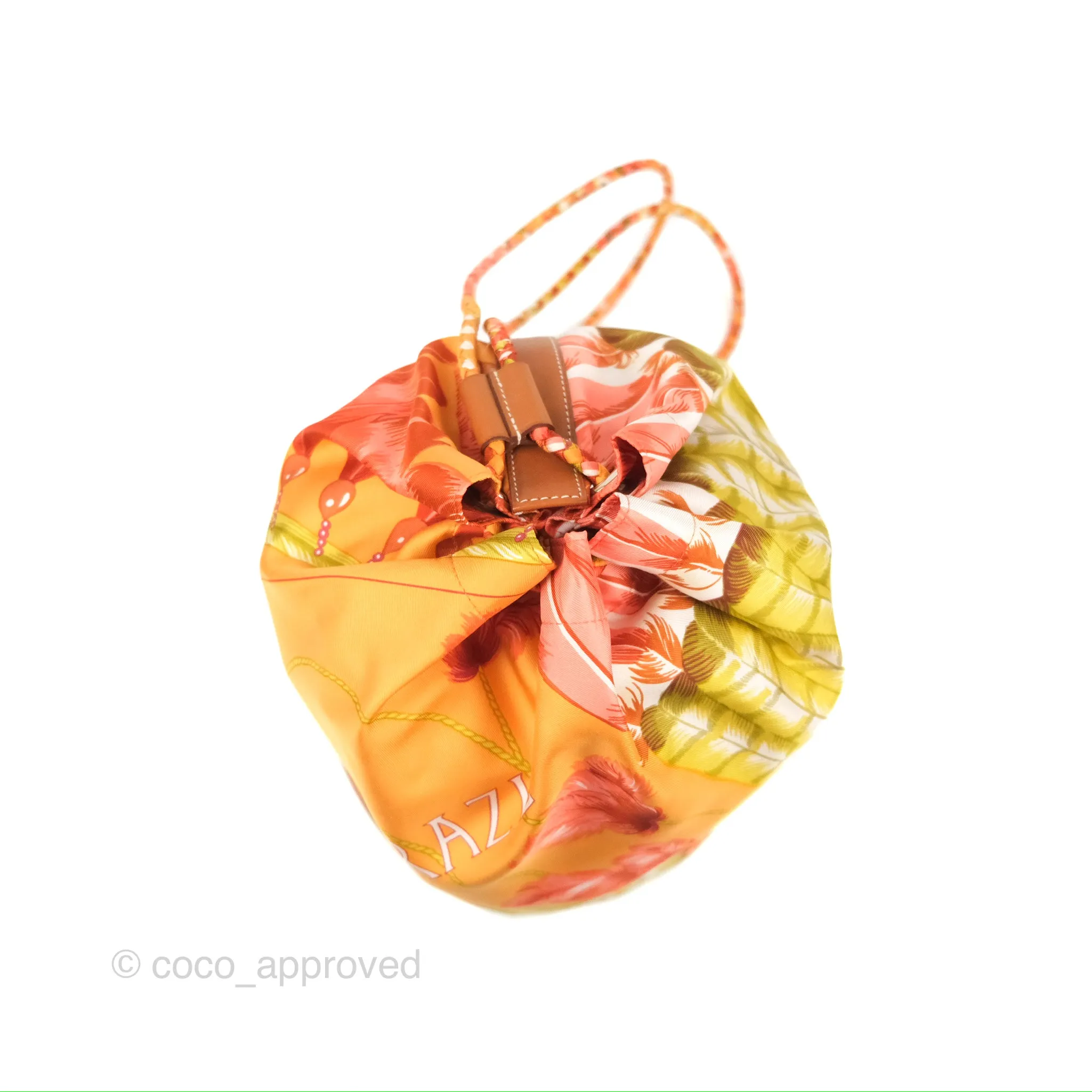Hermes Sac Soie Cool Drawstring Backpack Orange