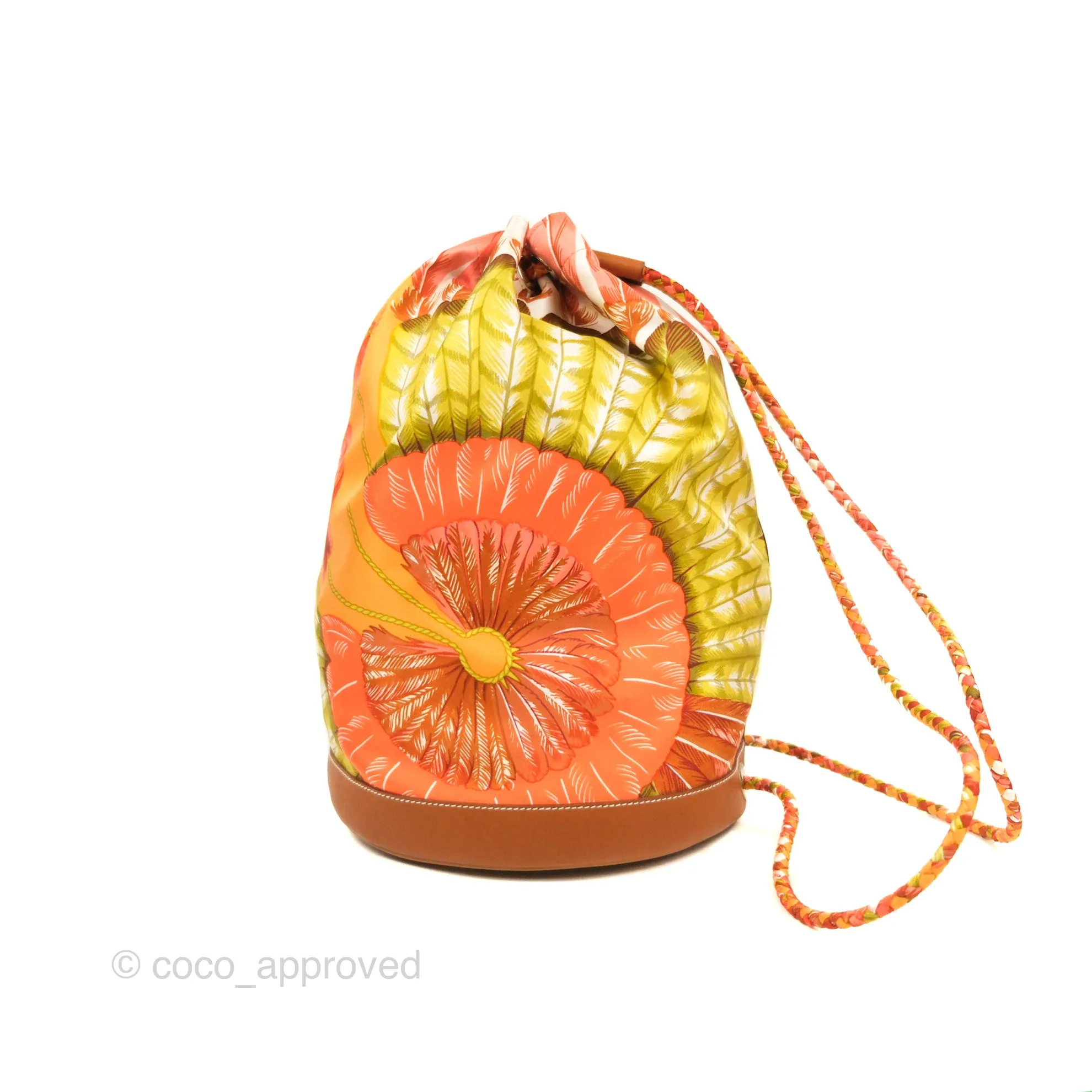 Hermes Sac Soie Cool Drawstring Backpack Orange