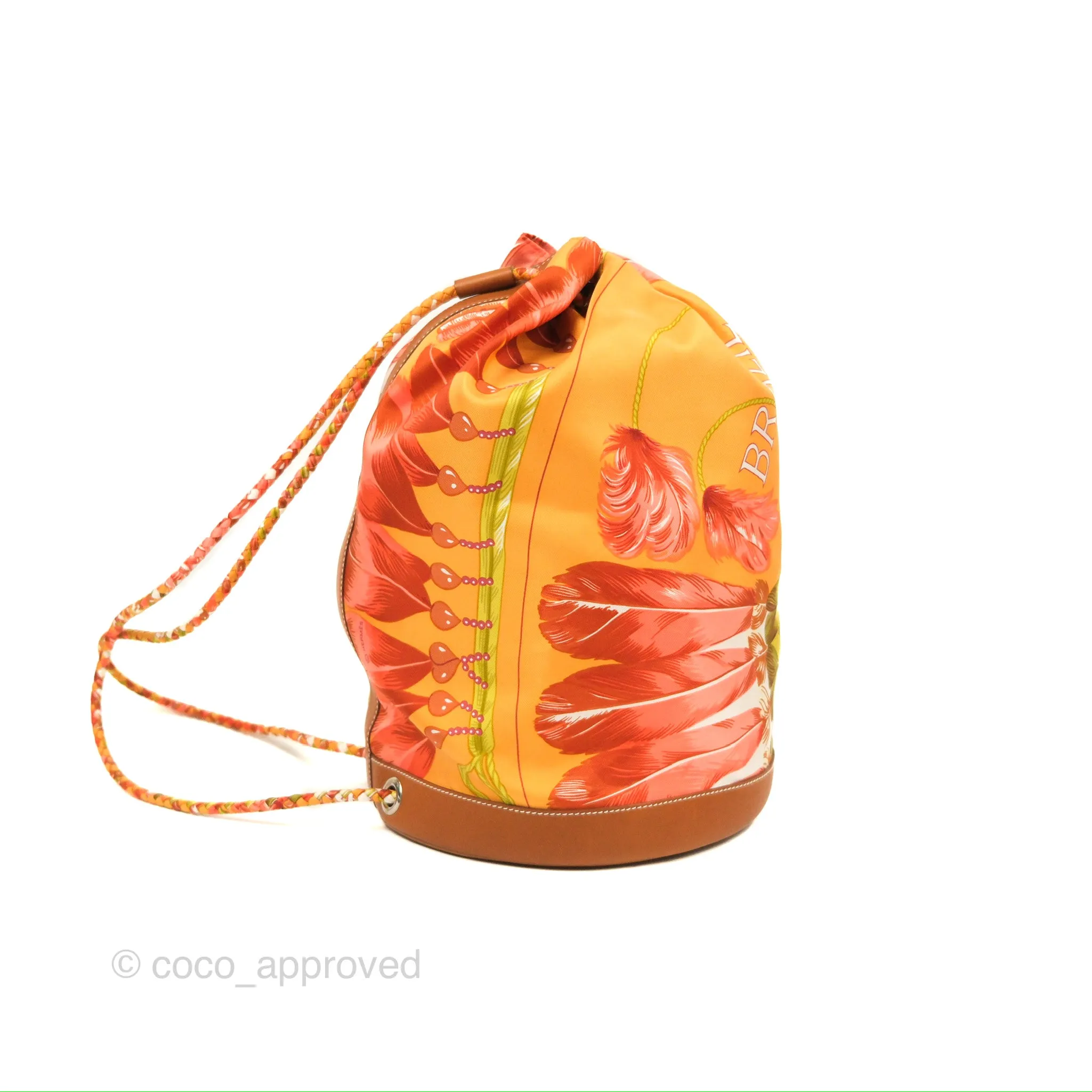 Hermes Sac Soie Cool Drawstring Backpack Orange