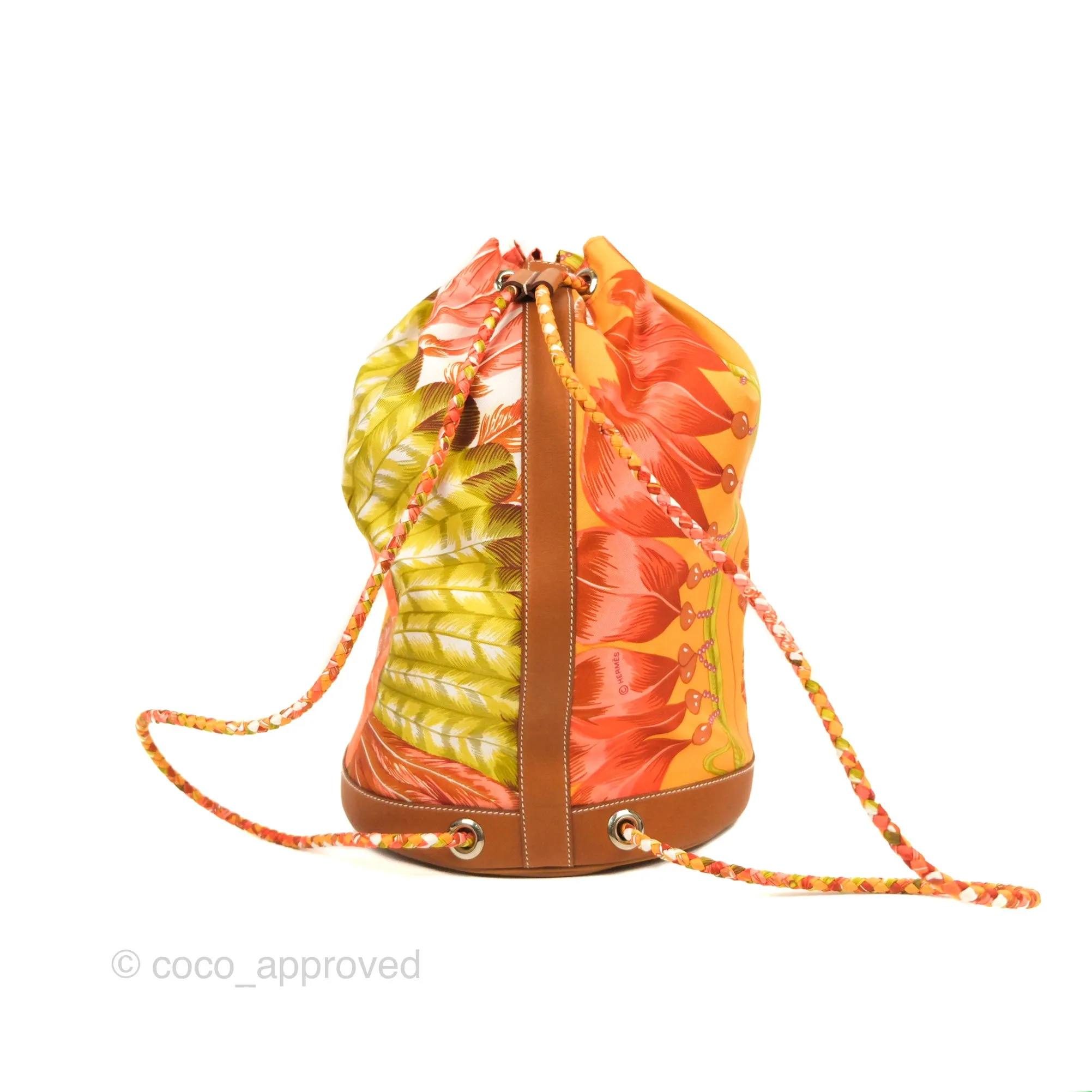Hermes Sac Soie Cool Drawstring Backpack Orange