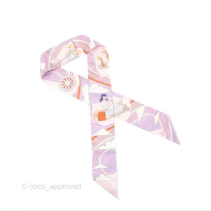 Hermes Silk Carres Volants Twilly Lilas/Rose Ple/ Orange