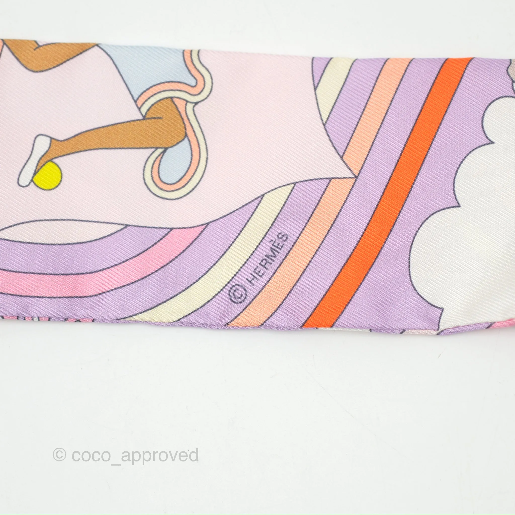 Hermes Silk Carres Volants Twilly Lilas/Rose Ple/ Orange