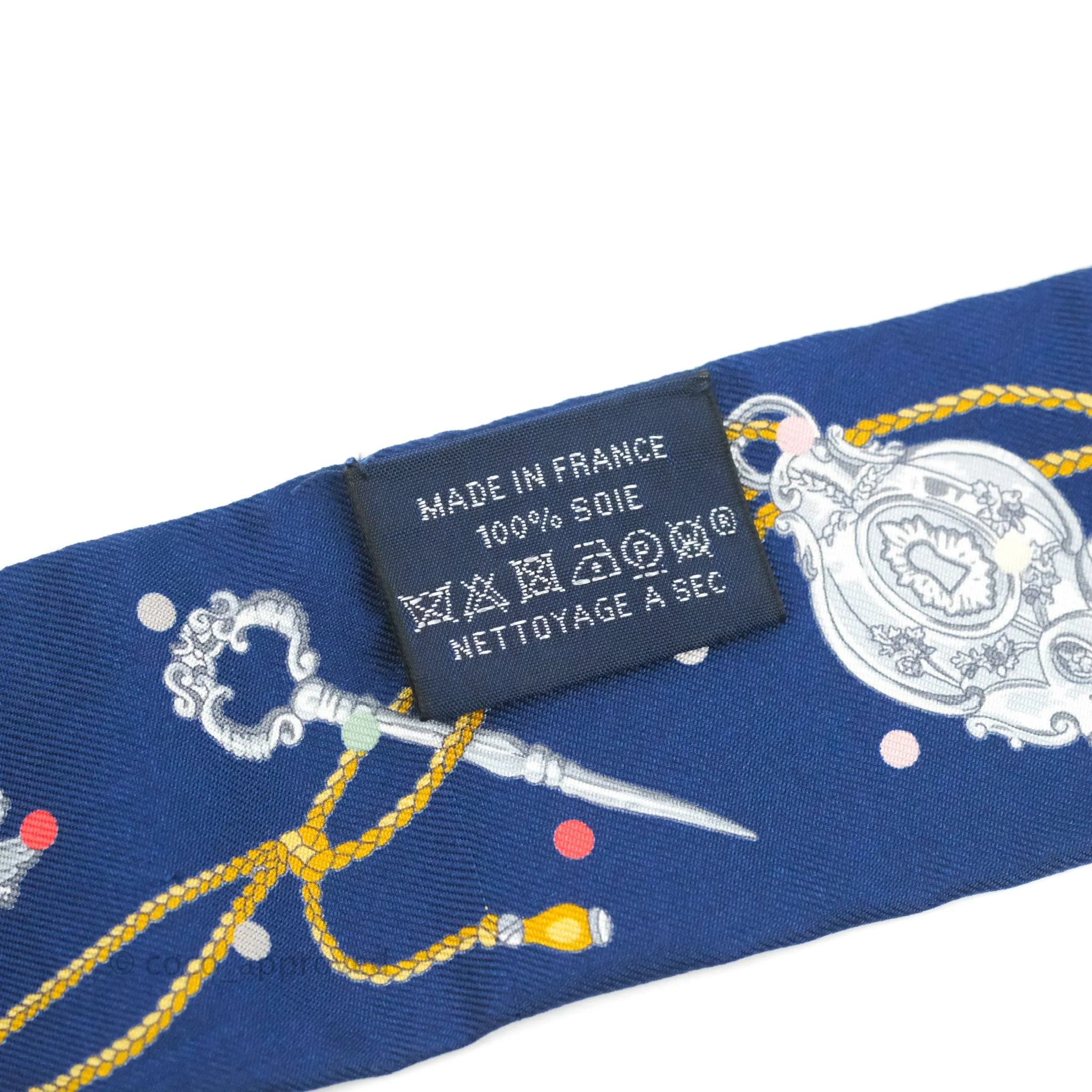 Hermes Silk Les Cles A Pois Twilly Marine Gris Argent