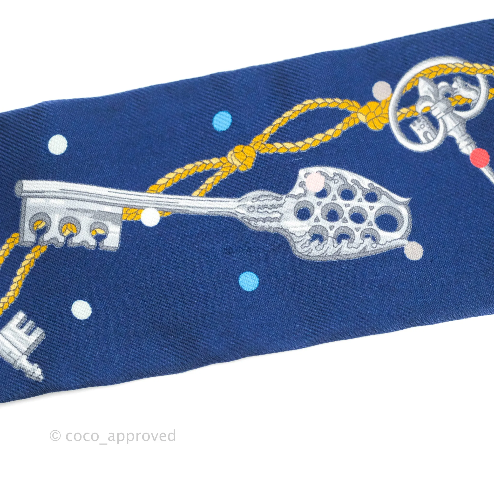 Hermes Silk Les Cles A Pois Twilly Marine Gris Argent