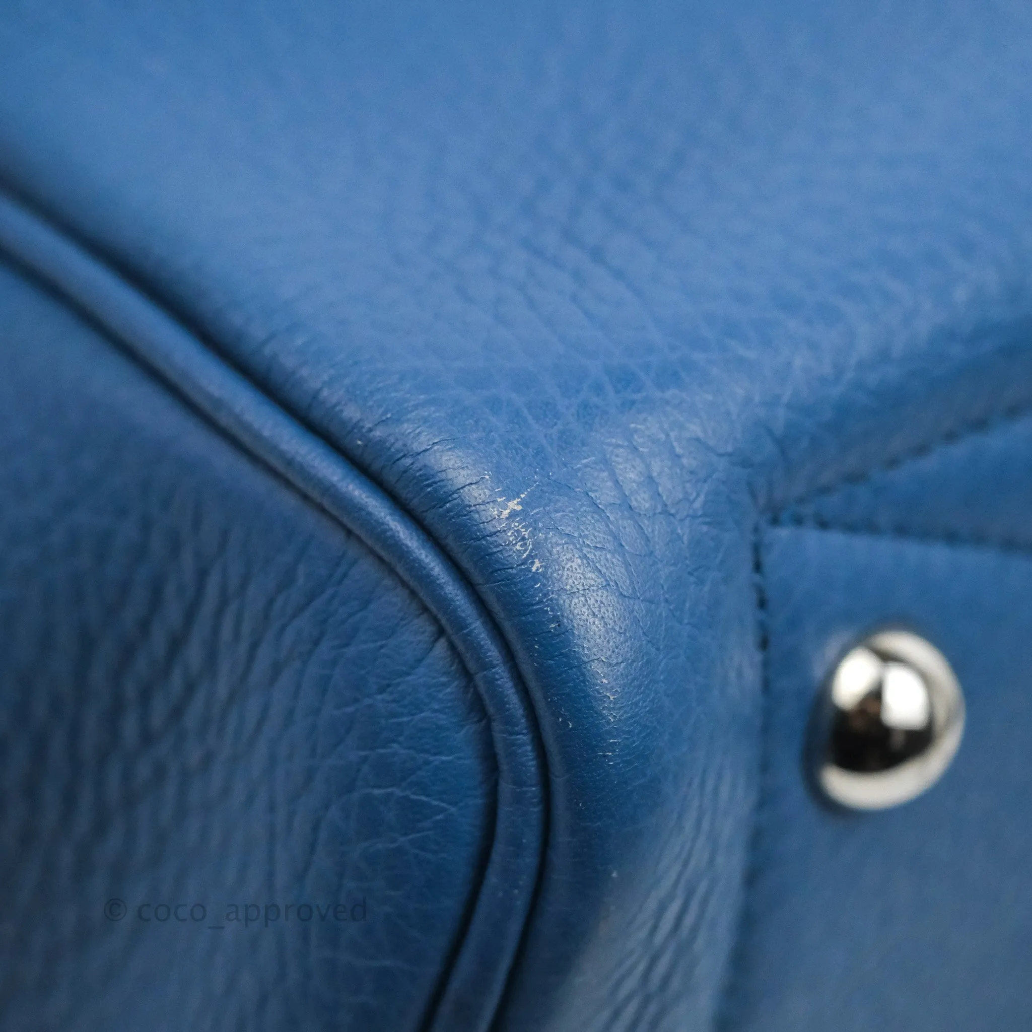 Hermes Victoria II 35 Bag Blue Paradis Clemence Palladium Hardware