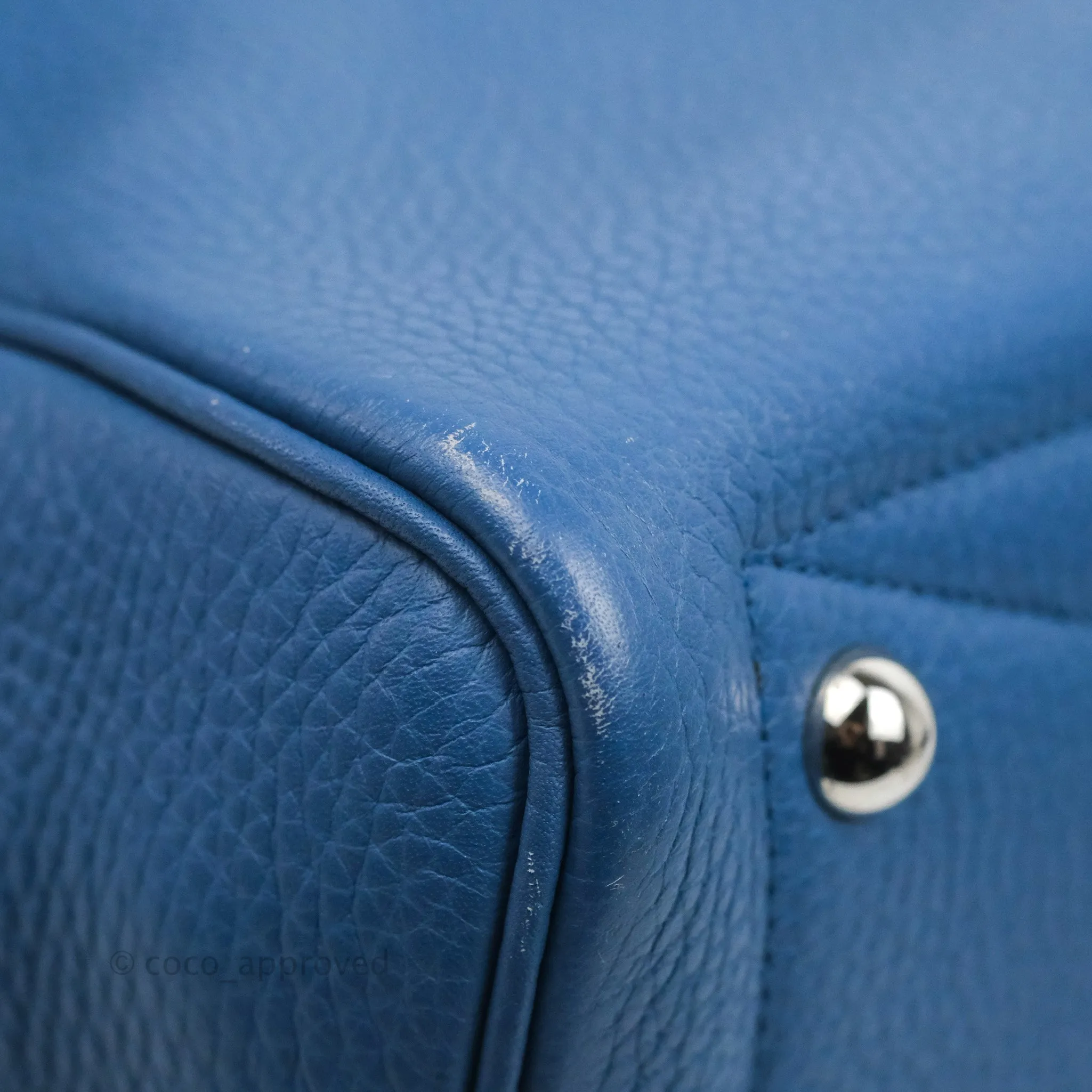 Hermes Victoria II 35 Bag Blue Paradis Clemence Palladium Hardware