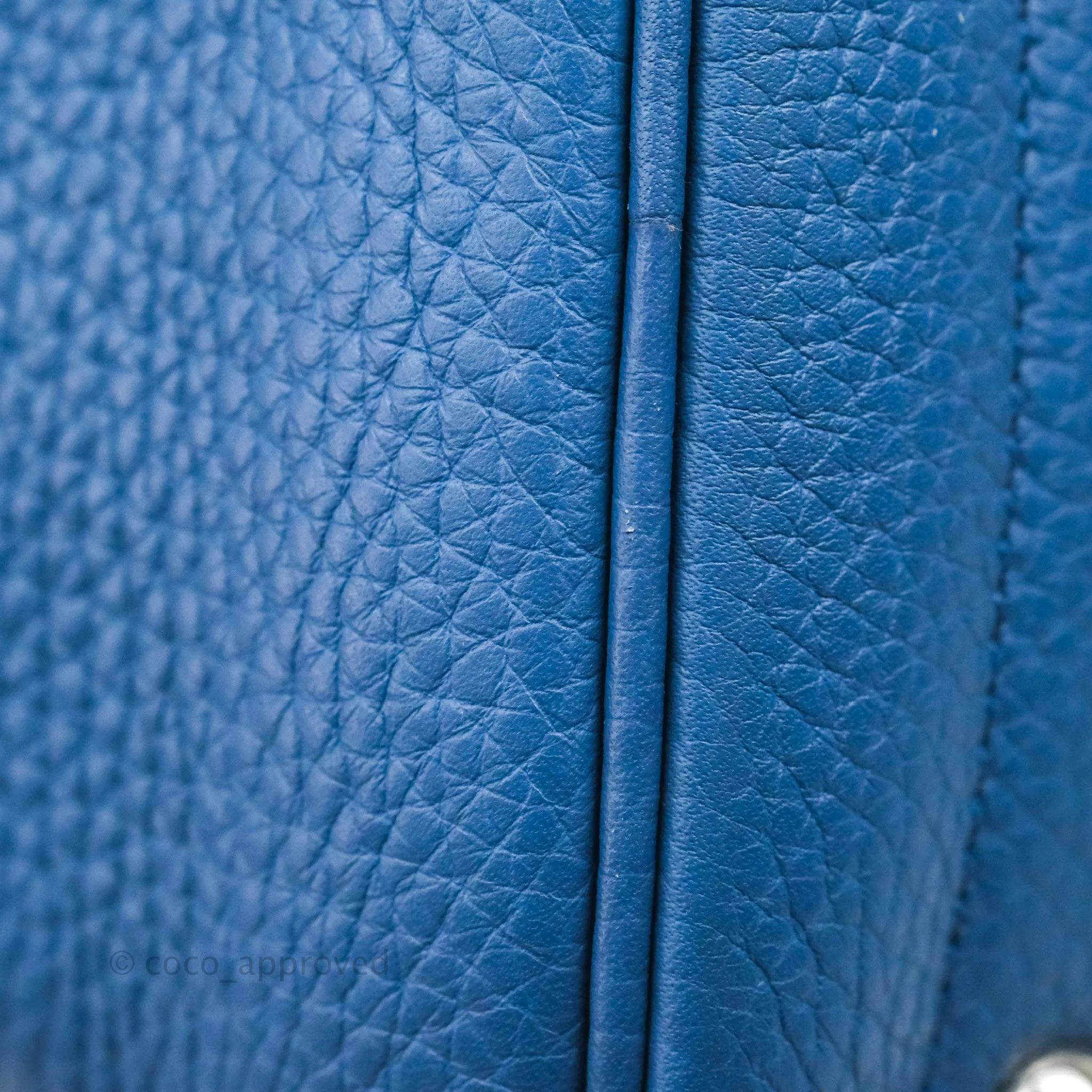 Hermes Victoria II 35 Bag Blue Paradis Clemence Palladium Hardware