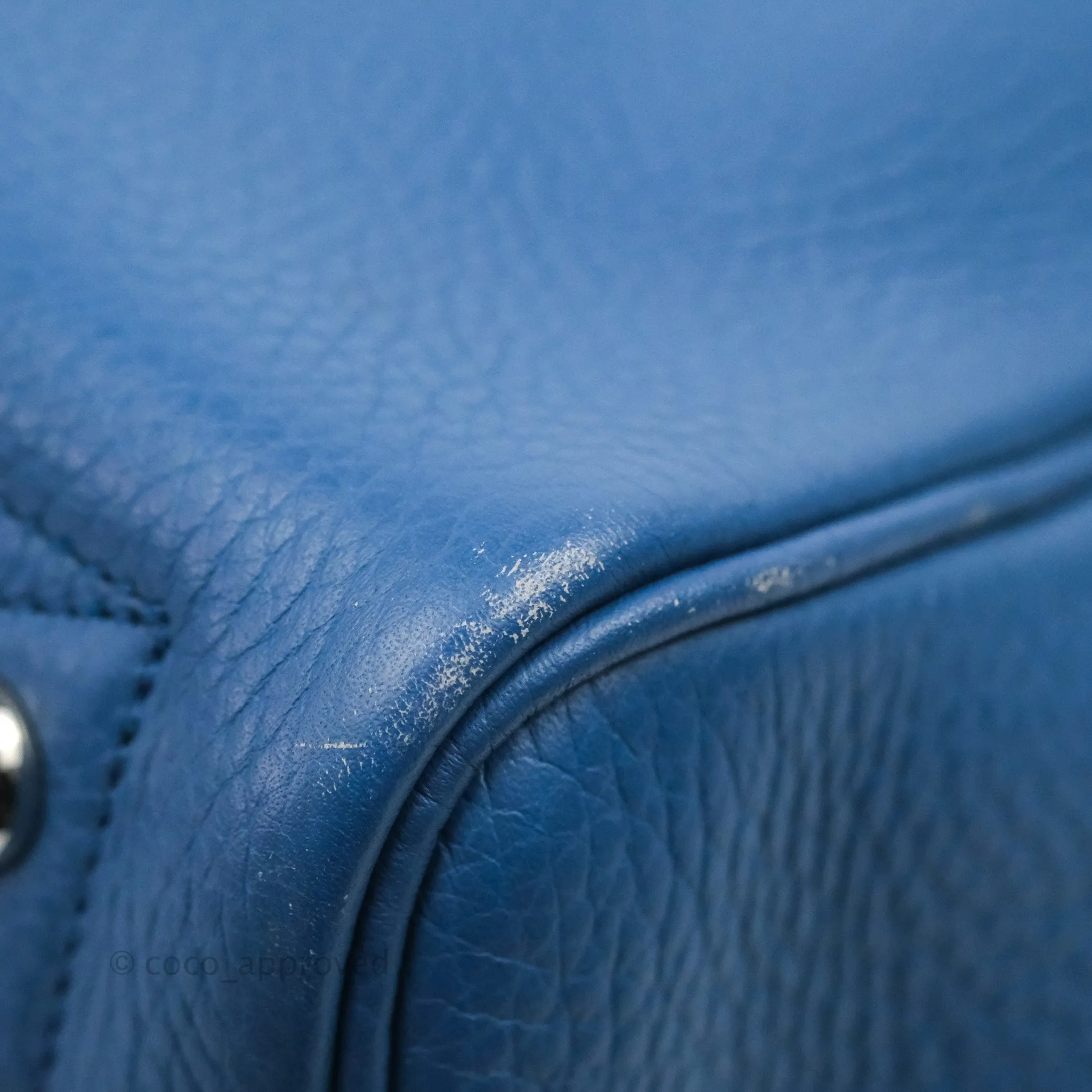Hermes Victoria II 35 Bag Blue Paradis Clemence Palladium Hardware