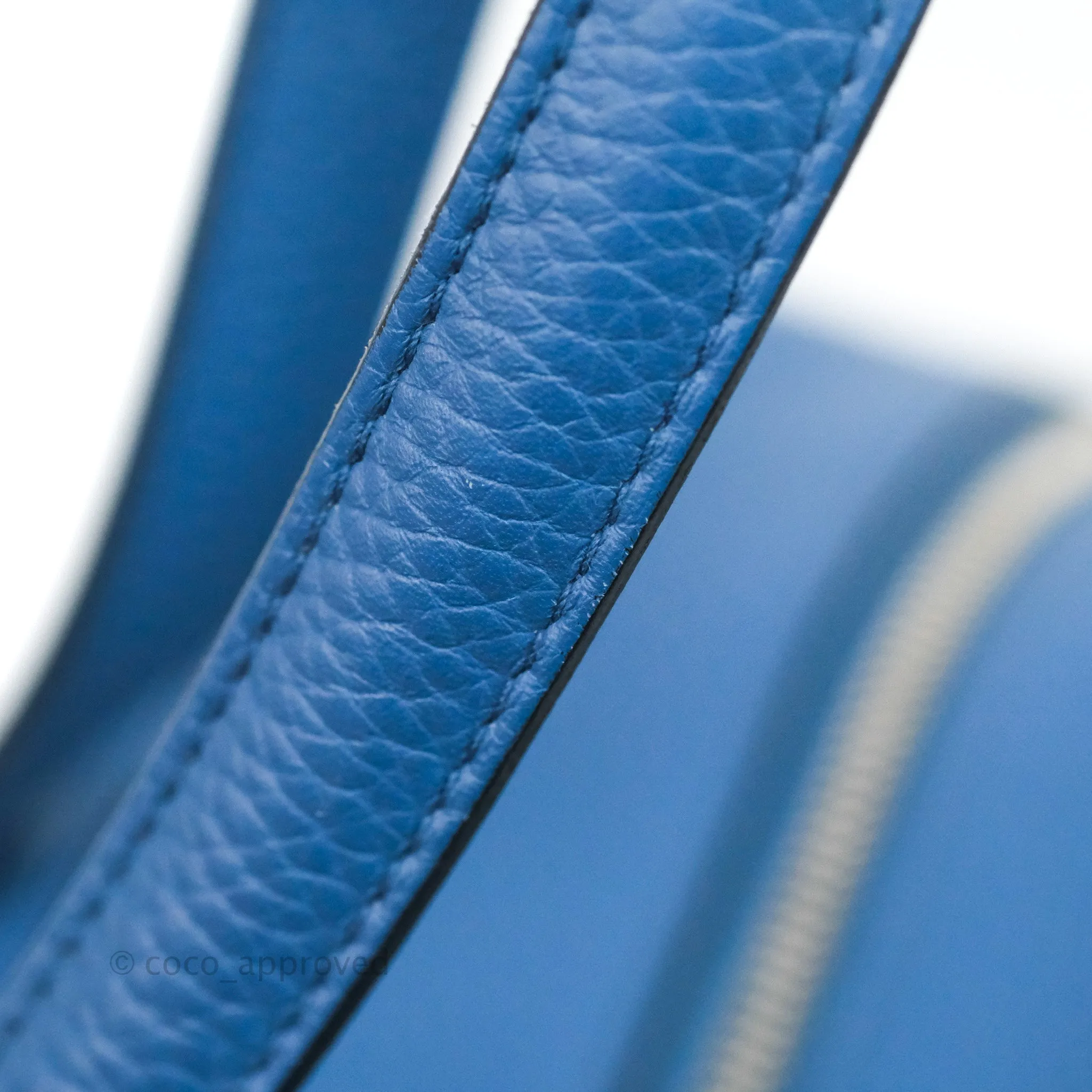 Hermes Victoria II 35 Bag Blue Paradis Clemence Palladium Hardware