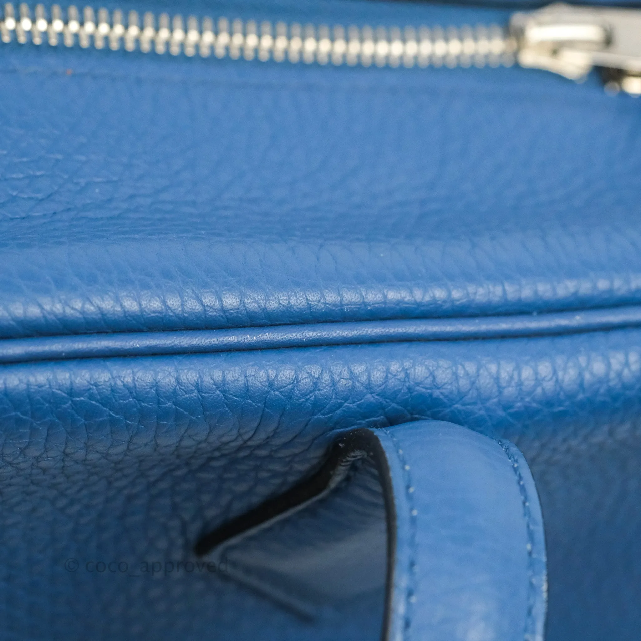 Hermes Victoria II 35 Bag Blue Paradis Clemence Palladium Hardware