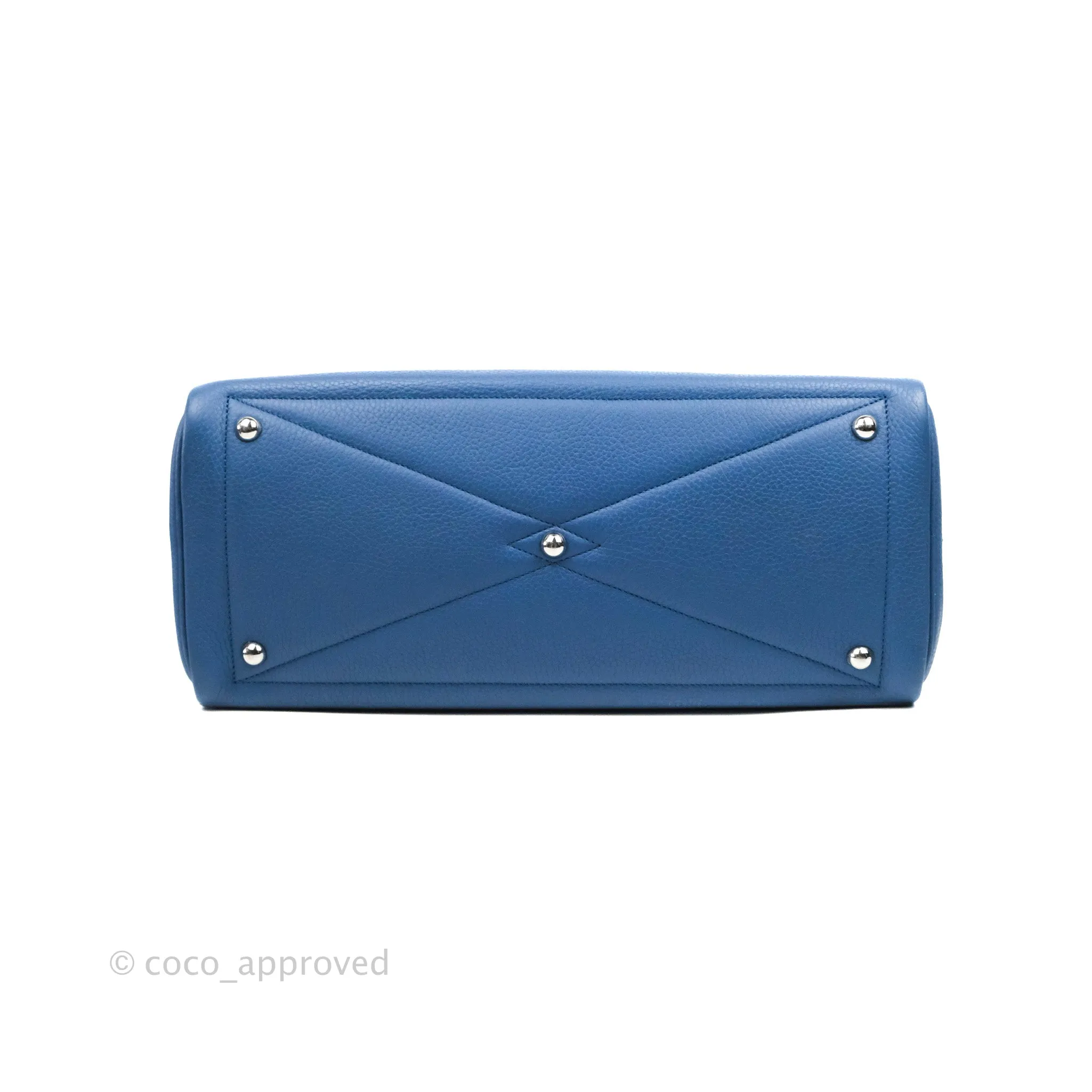 Hermes Victoria II 35 Bag Blue Paradis Clemence Palladium Hardware