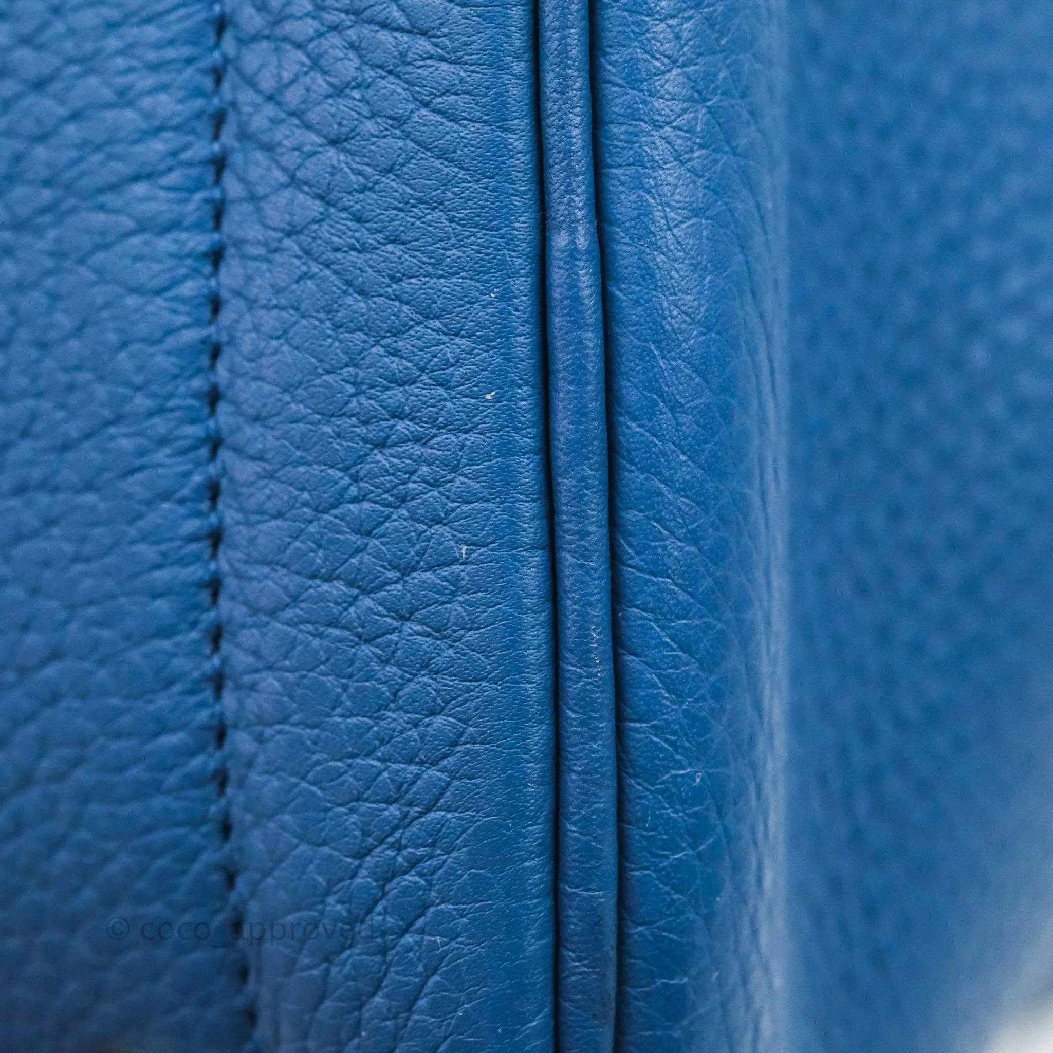 Hermes Victoria II 35 Bag Blue Paradis Clemence Palladium Hardware