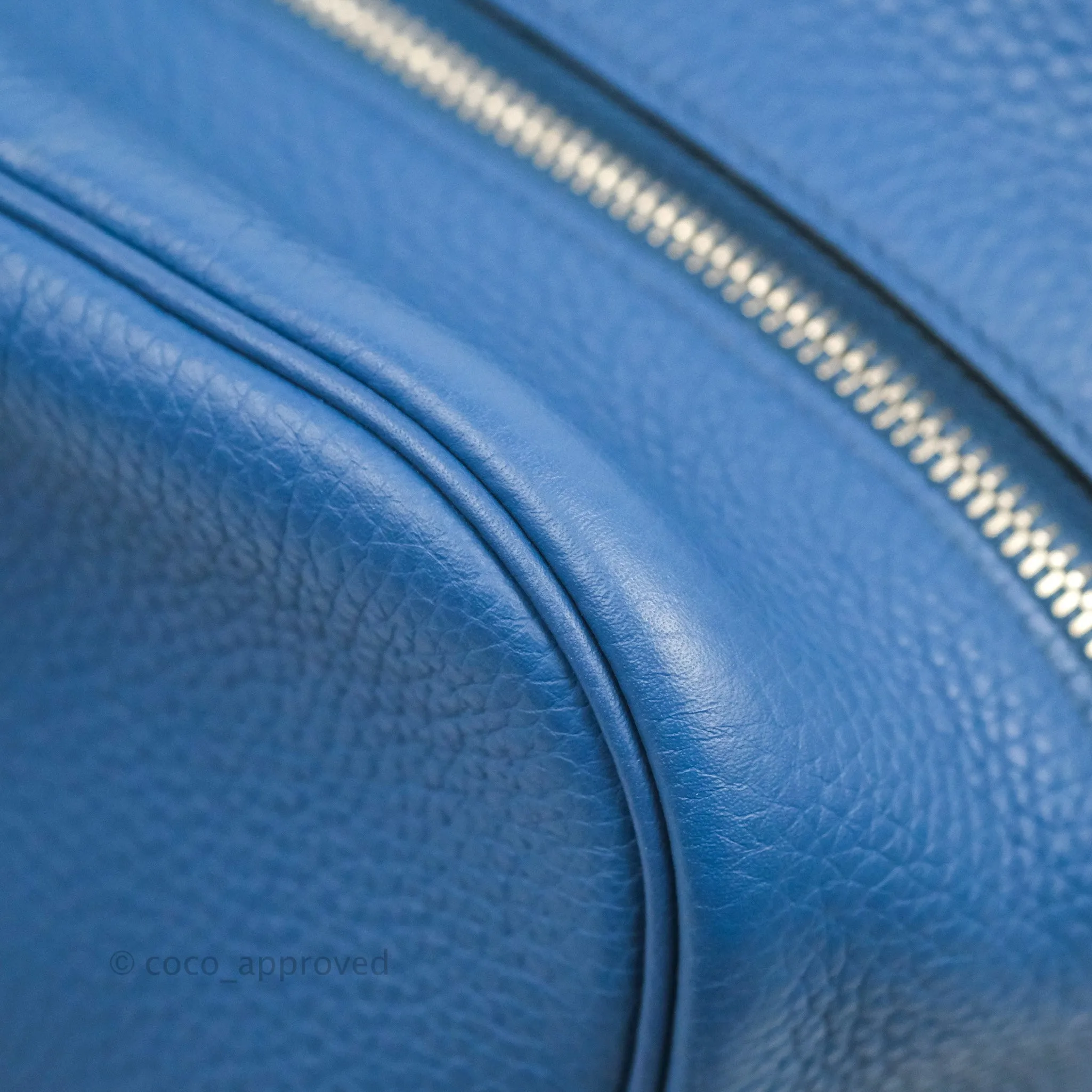 Hermes Victoria II 35 Bag Blue Paradis Clemence Palladium Hardware