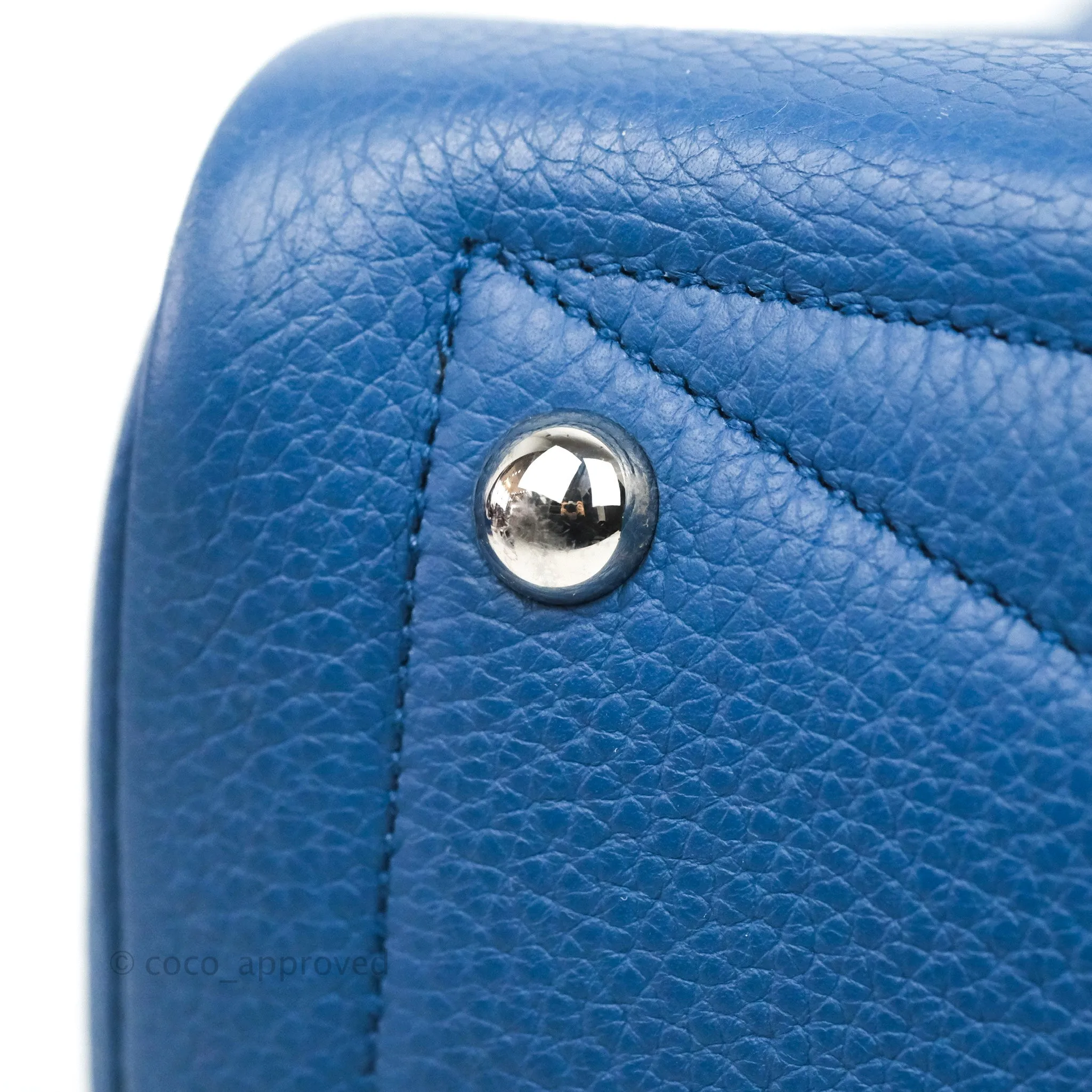 Hermes Victoria II 35 Bag Blue Paradis Clemence Palladium Hardware