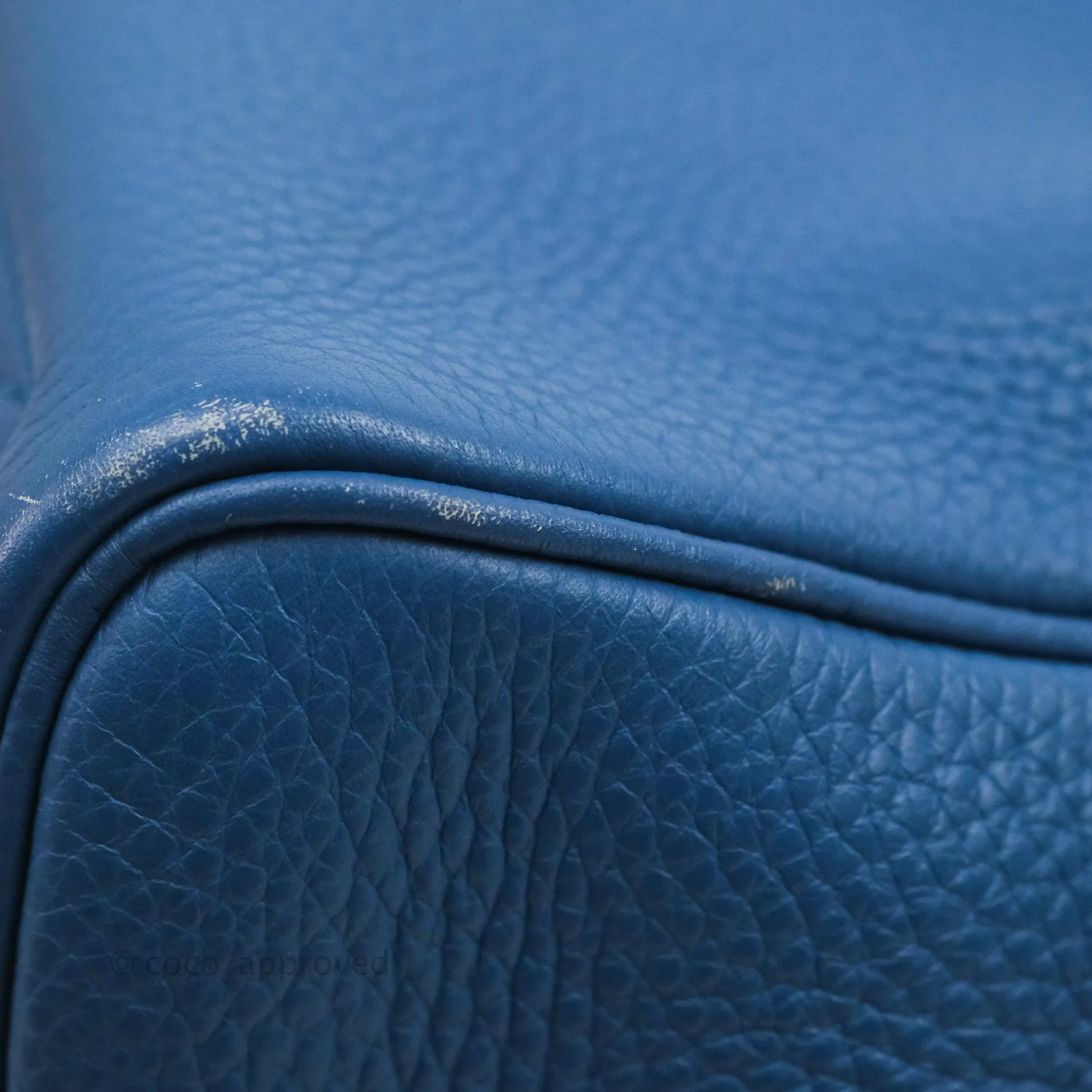 Hermes Victoria II 35 Bag Blue Paradis Clemence Palladium Hardware