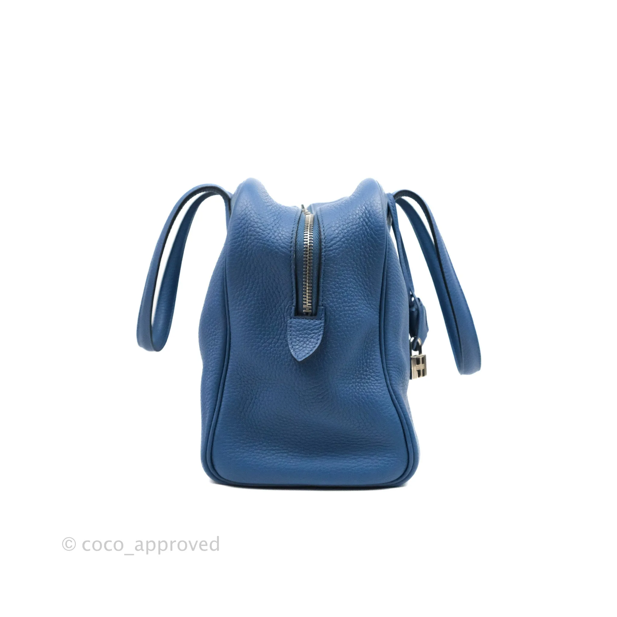Hermes Victoria II 35 Bag Blue Paradis Clemence Palladium Hardware