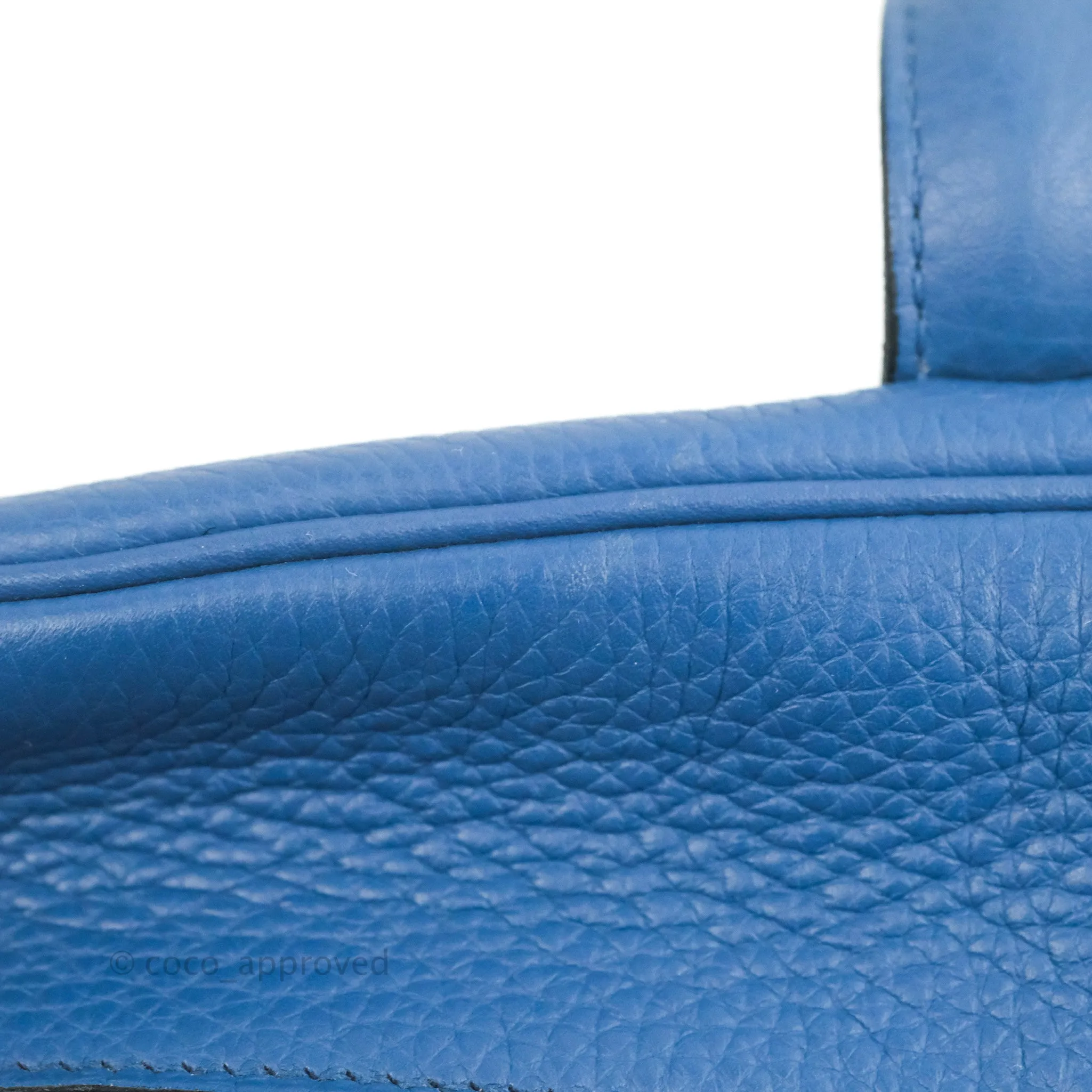 Hermes Victoria II 35 Bag Blue Paradis Clemence Palladium Hardware