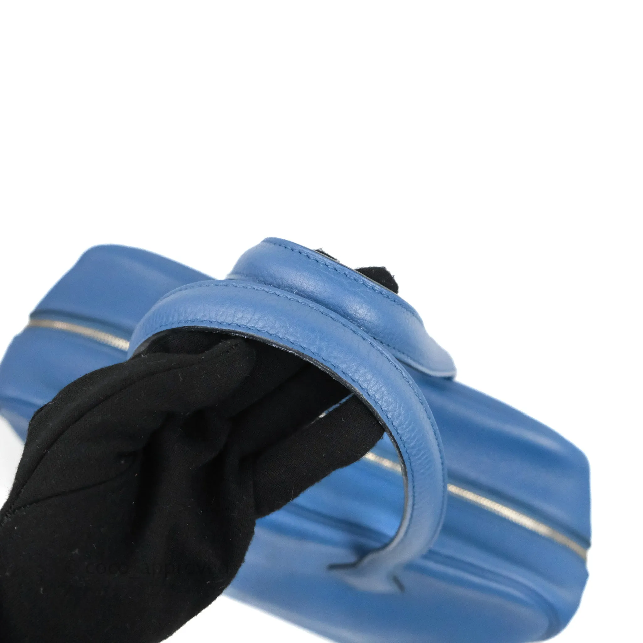 Hermes Victoria II 35 Bag Blue Paradis Clemence Palladium Hardware