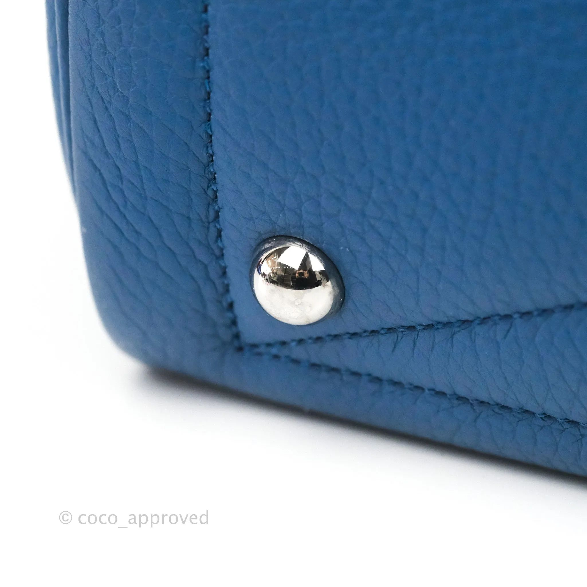 Hermes Victoria II 35 Bag Blue Paradis Clemence Palladium Hardware