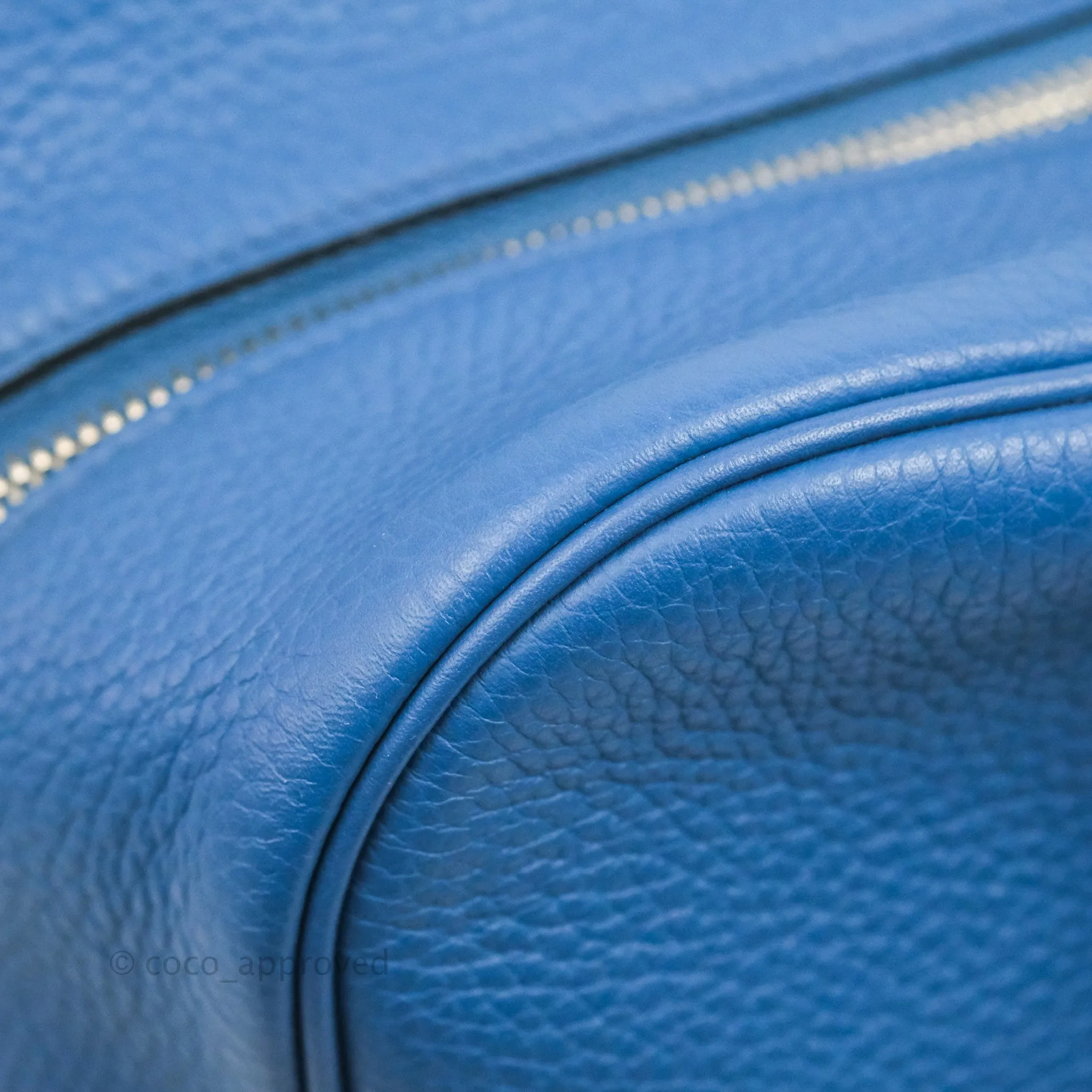 Hermes Victoria II 35 Bag Blue Paradis Clemence Palladium Hardware