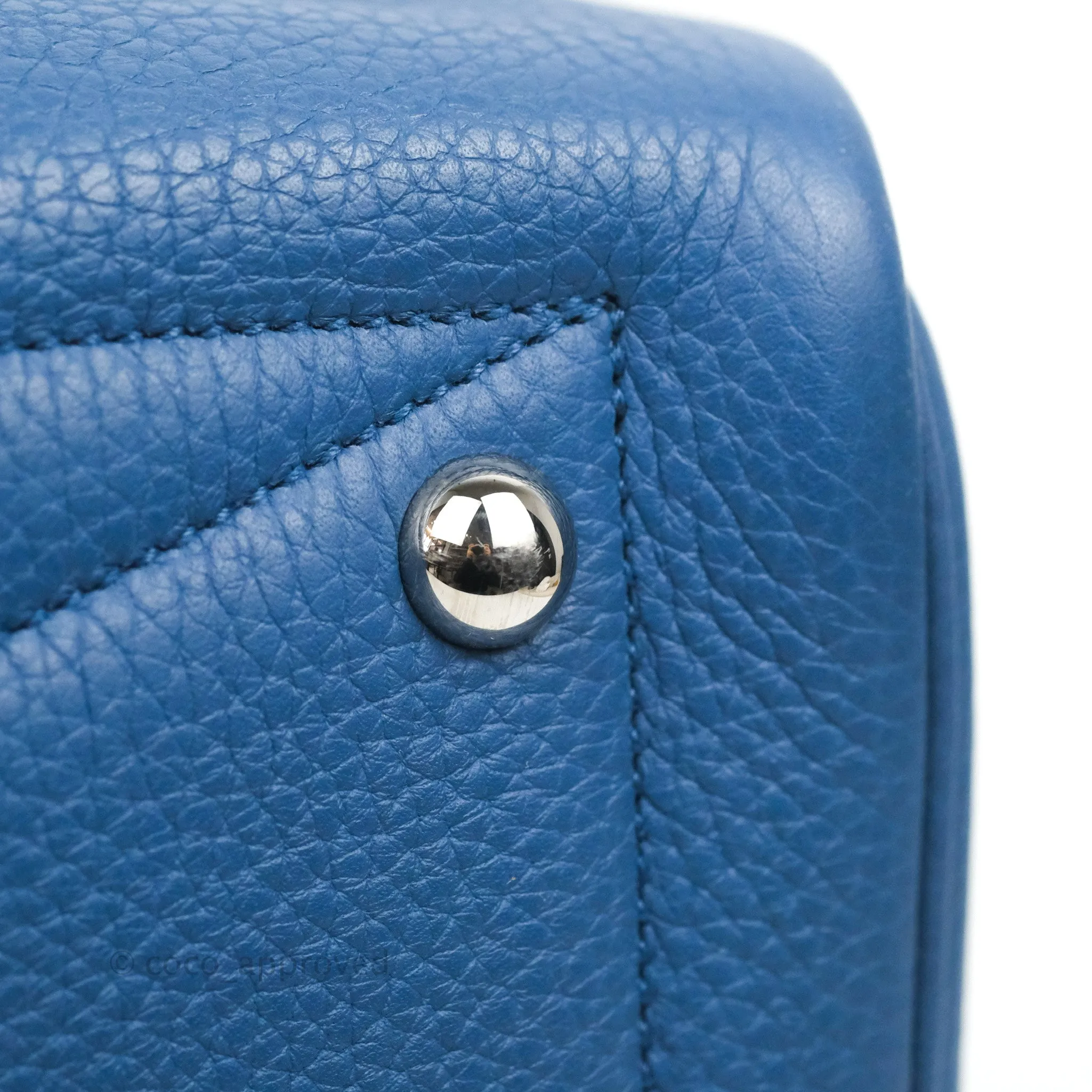 Hermes Victoria II 35 Bag Blue Paradis Clemence Palladium Hardware