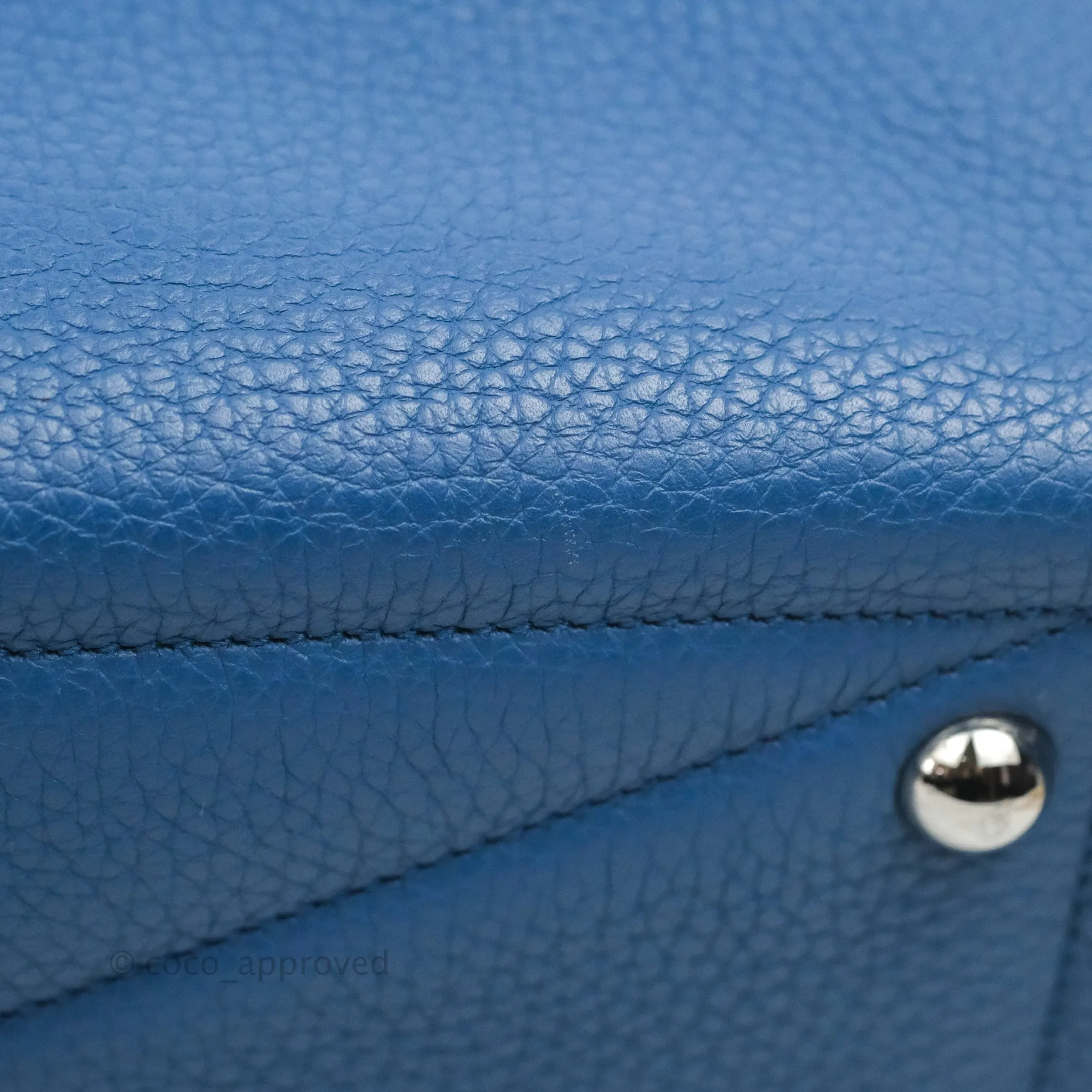 Hermes Victoria II 35 Bag Blue Paradis Clemence Palladium Hardware