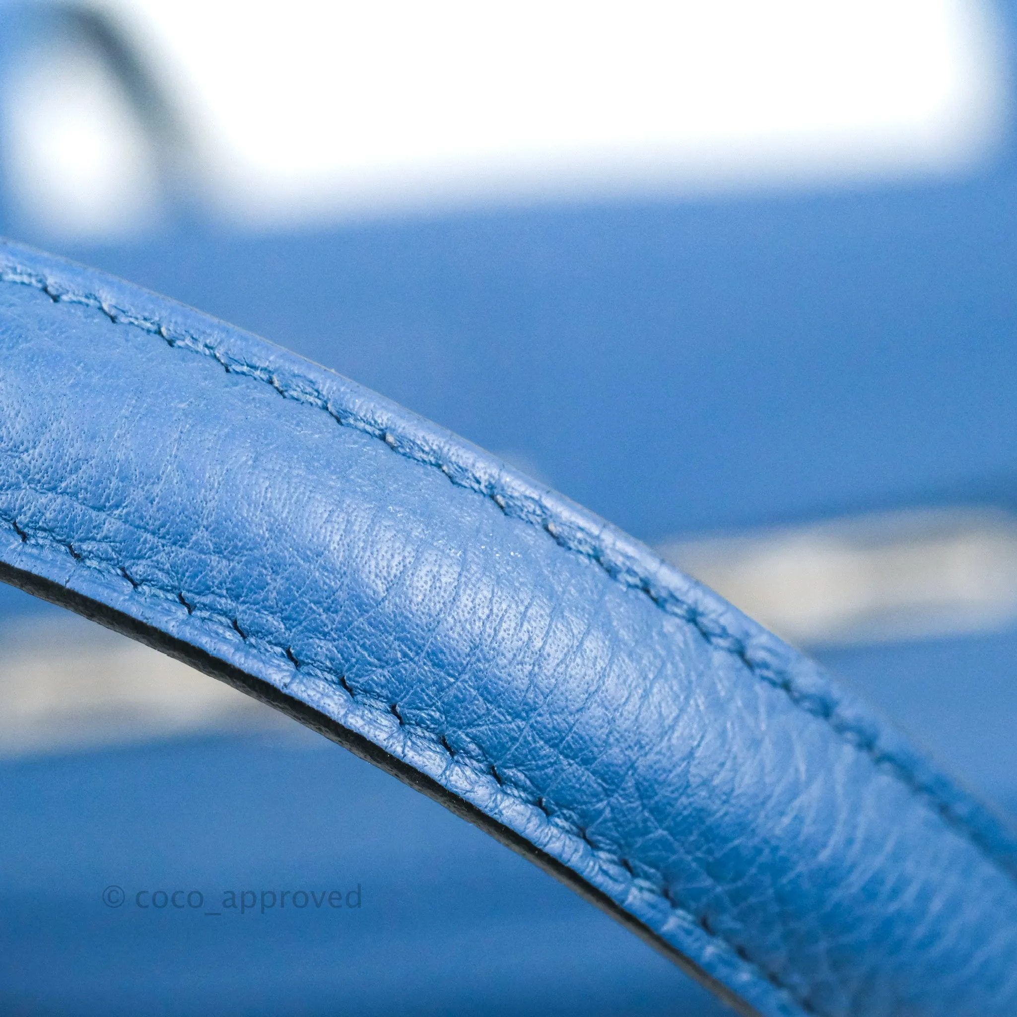 Hermes Victoria II 35 Bag Blue Paradis Clemence Palladium Hardware