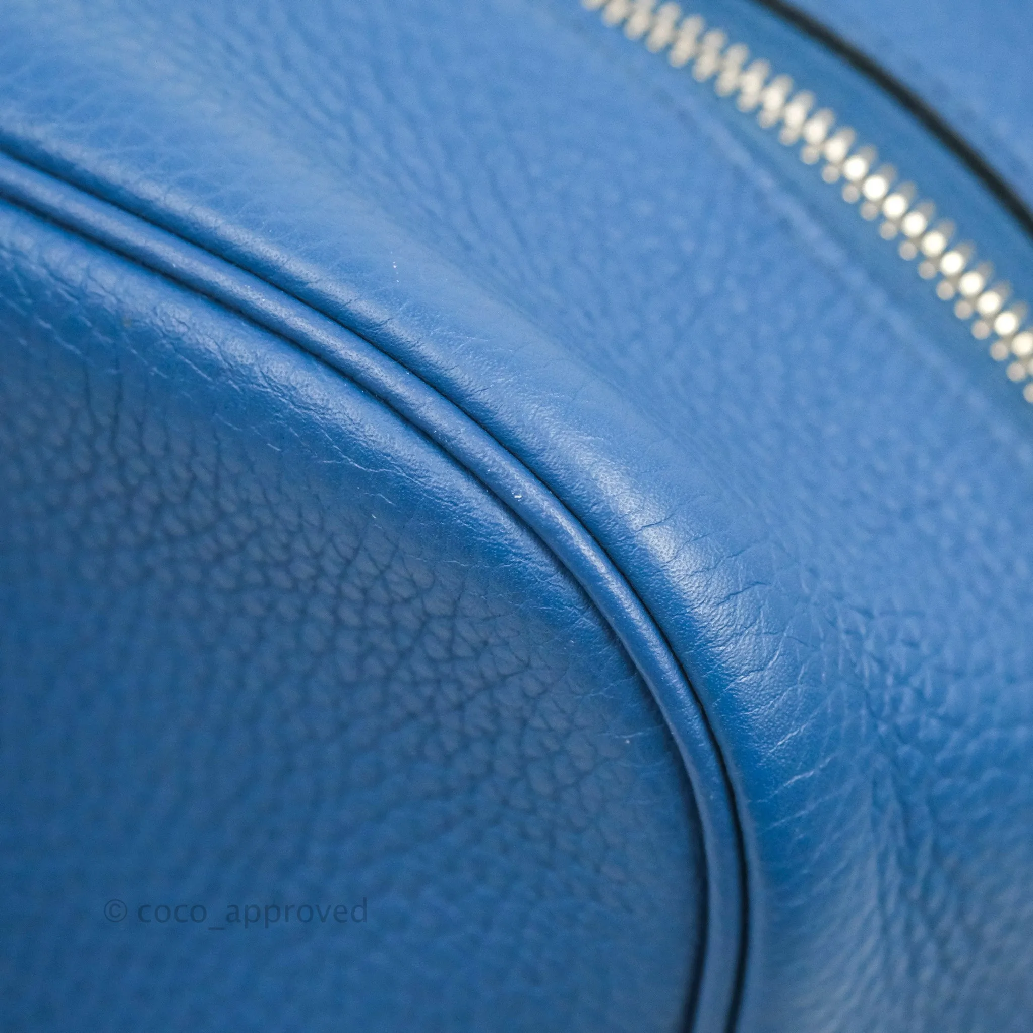 Hermes Victoria II 35 Bag Blue Paradis Clemence Palladium Hardware