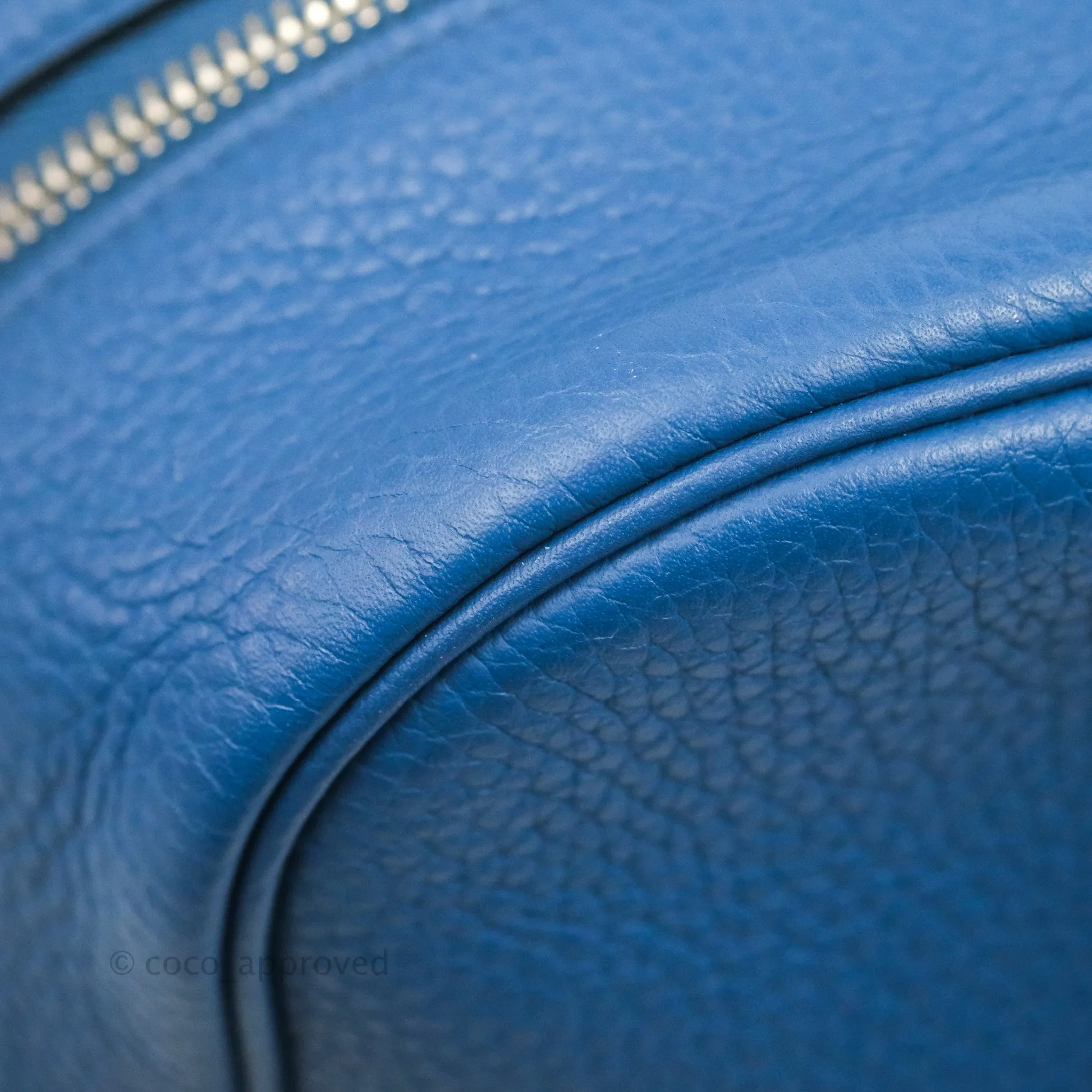 Hermes Victoria II 35 Bag Blue Paradis Clemence Palladium Hardware