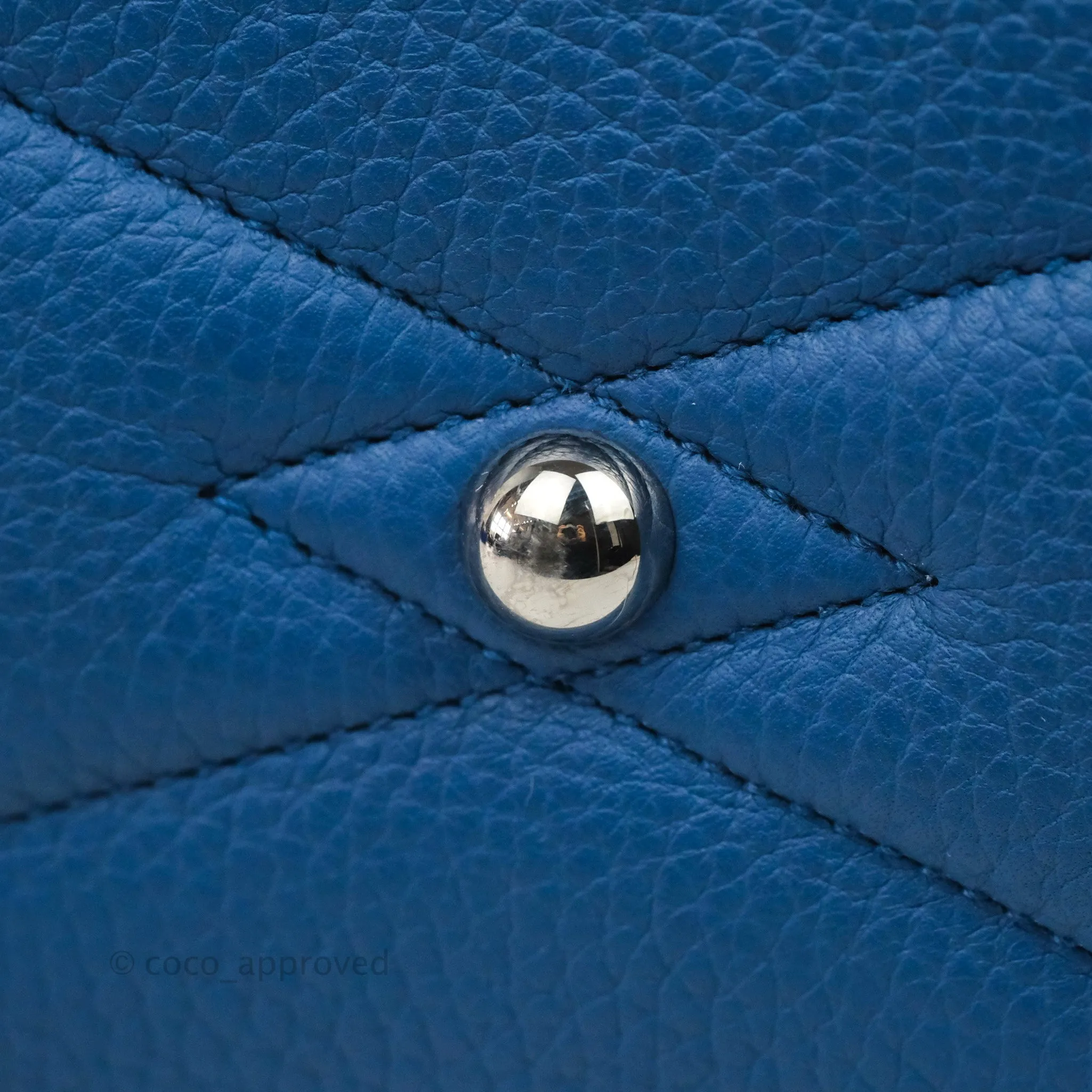 Hermes Victoria II 35 Bag Blue Paradis Clemence Palladium Hardware
