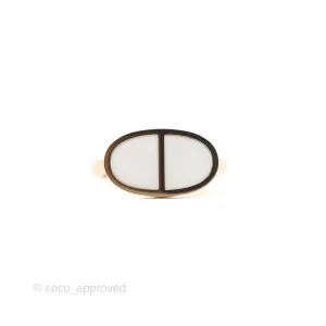 Hermes White Ceramic MM Chaine D'ancre Verso Ring 51 Gold Hardware