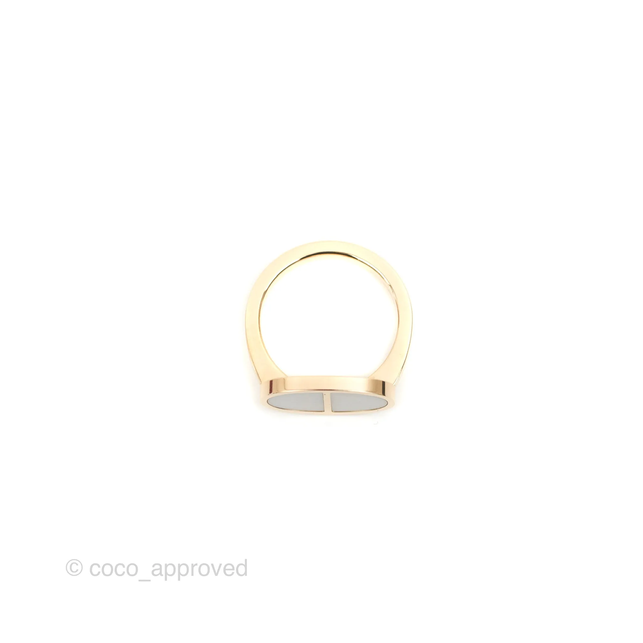 Hermes White Ceramic MM Chaine D'ancre Verso Ring 51 Gold Hardware