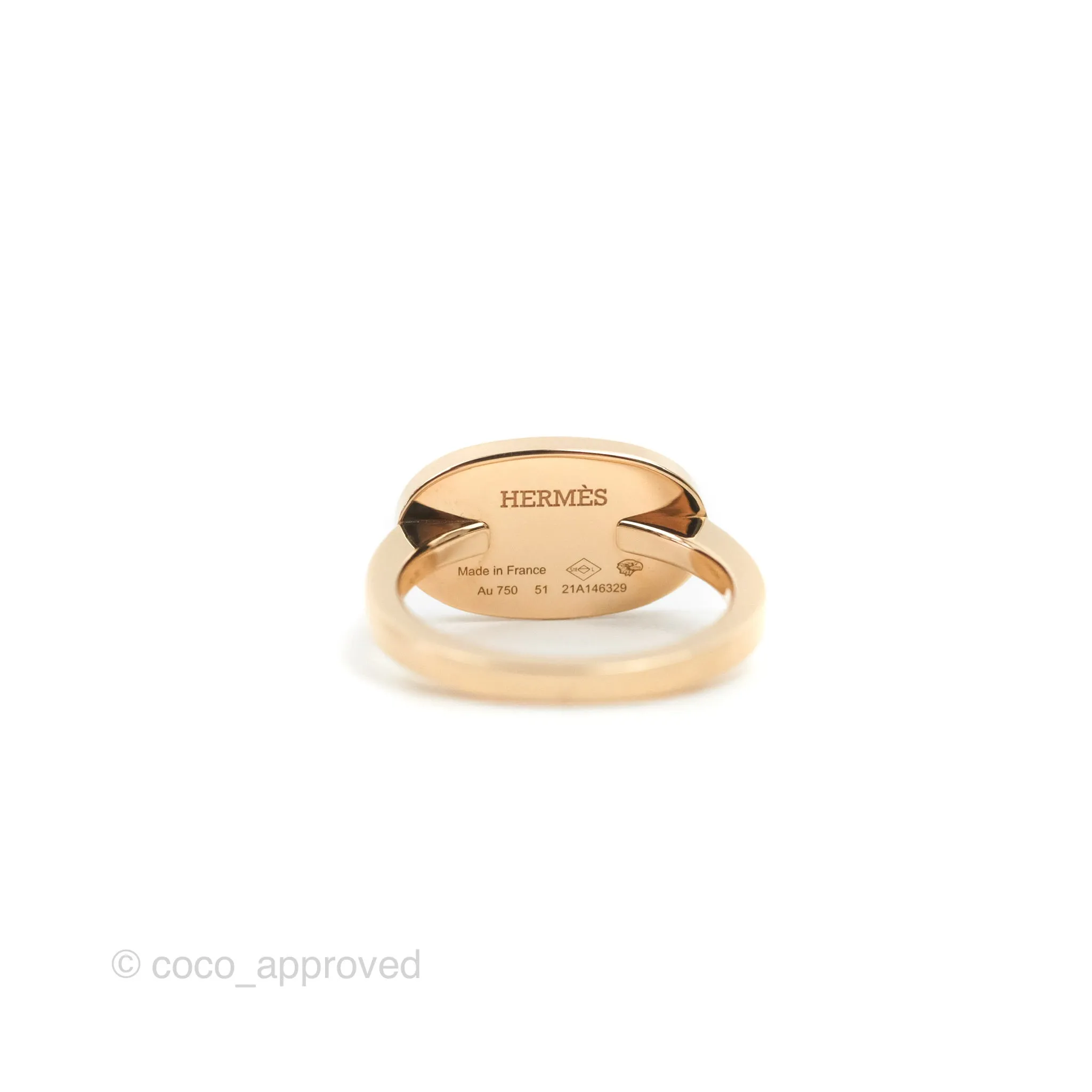 Hermes White Ceramic MM Chaine D'ancre Verso Ring 51 Gold Hardware