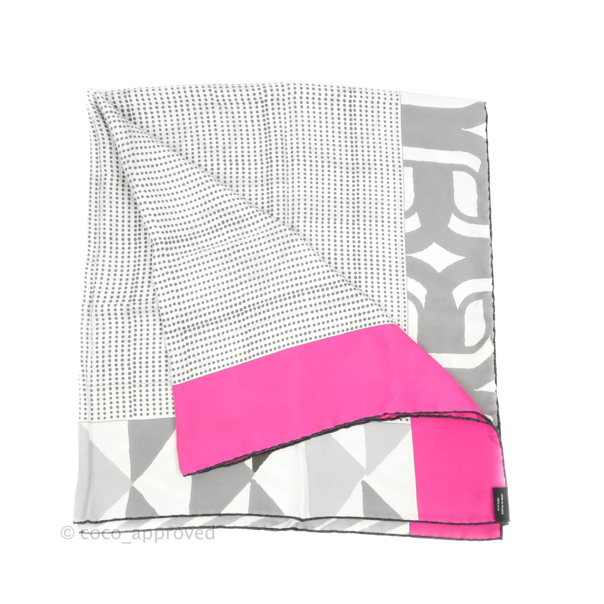 Hermes White Indian Pink Manufacture De Boucleries Scarf 90 Blanc/Rose Indien