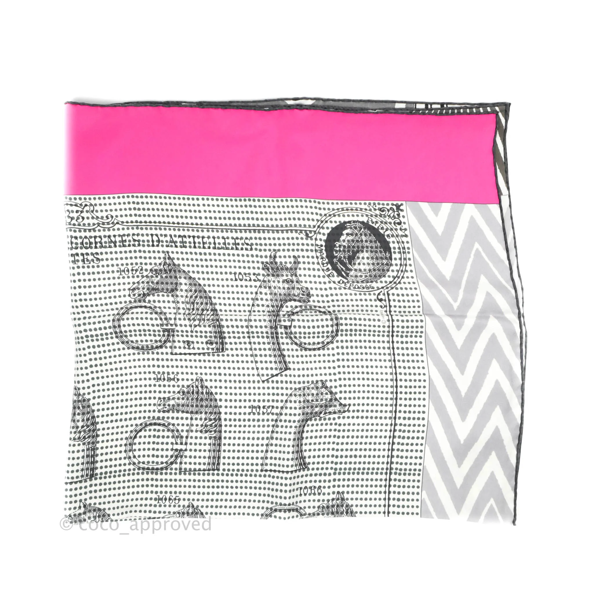 Hermes White Indian Pink Manufacture De Boucleries Scarf 90 Blanc/Rose Indien