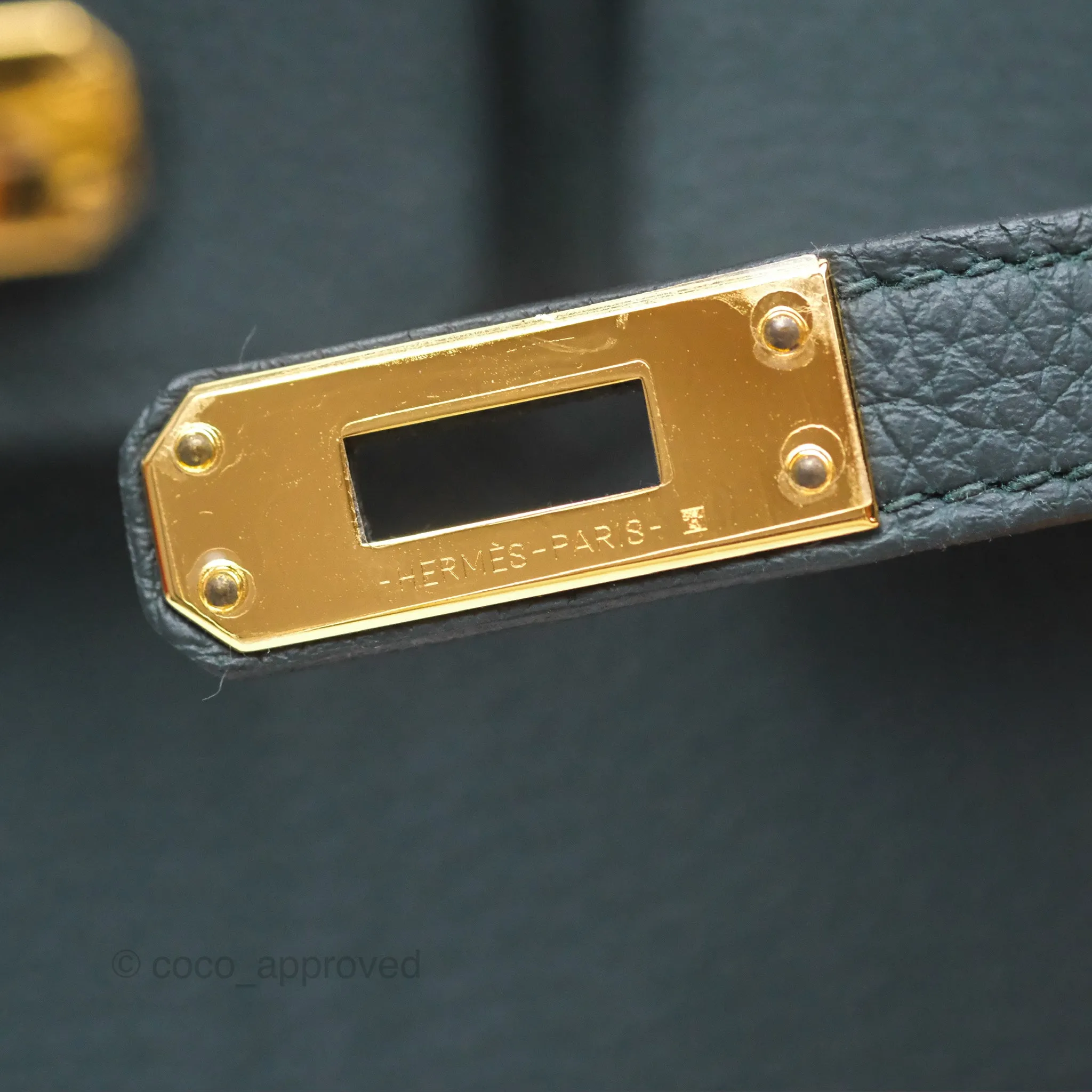 Herms Birkin 25 Retourne Vert Cypres 6O Togo Gold Hardware