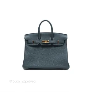Herms Birkin 25 Retourne Vert Cypres 6O Togo Gold Hardware