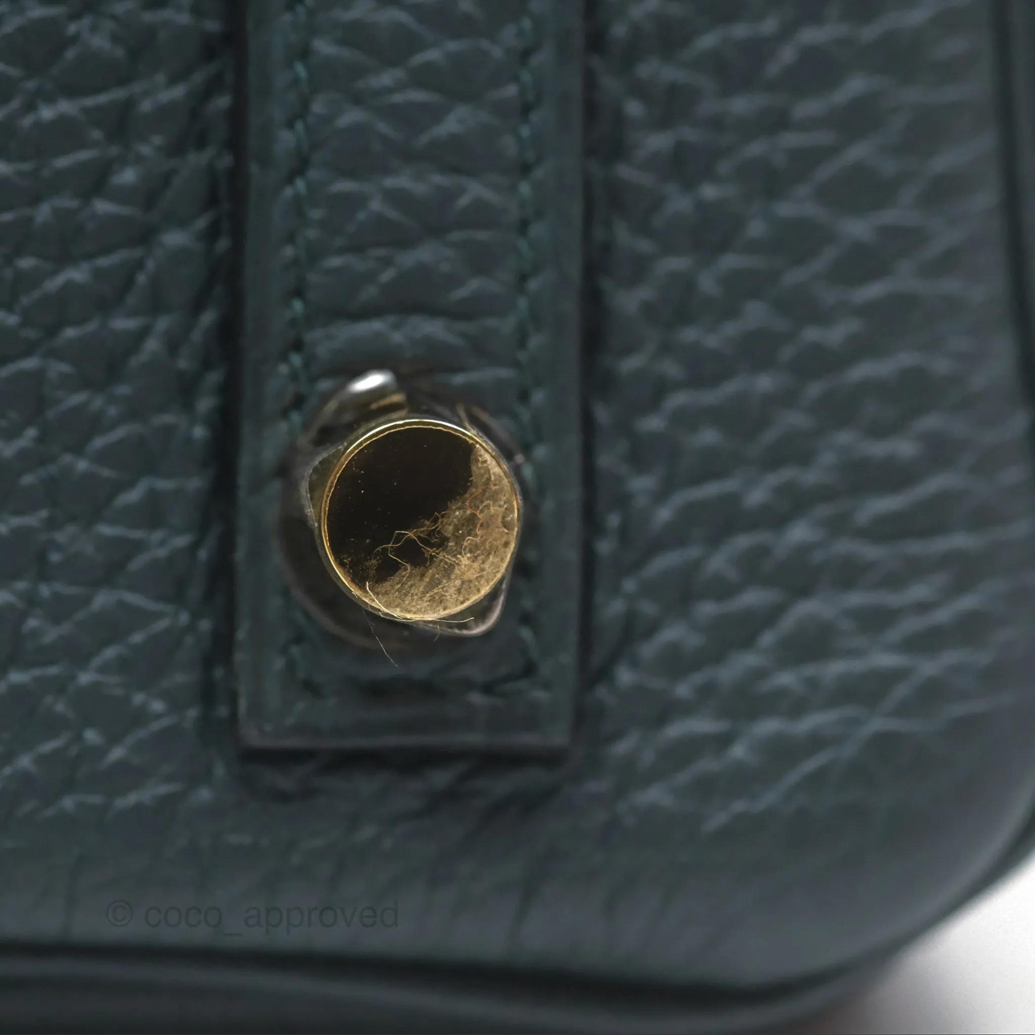 Herms Birkin 25 Retourne Vert Cypres 6O Togo Gold Hardware