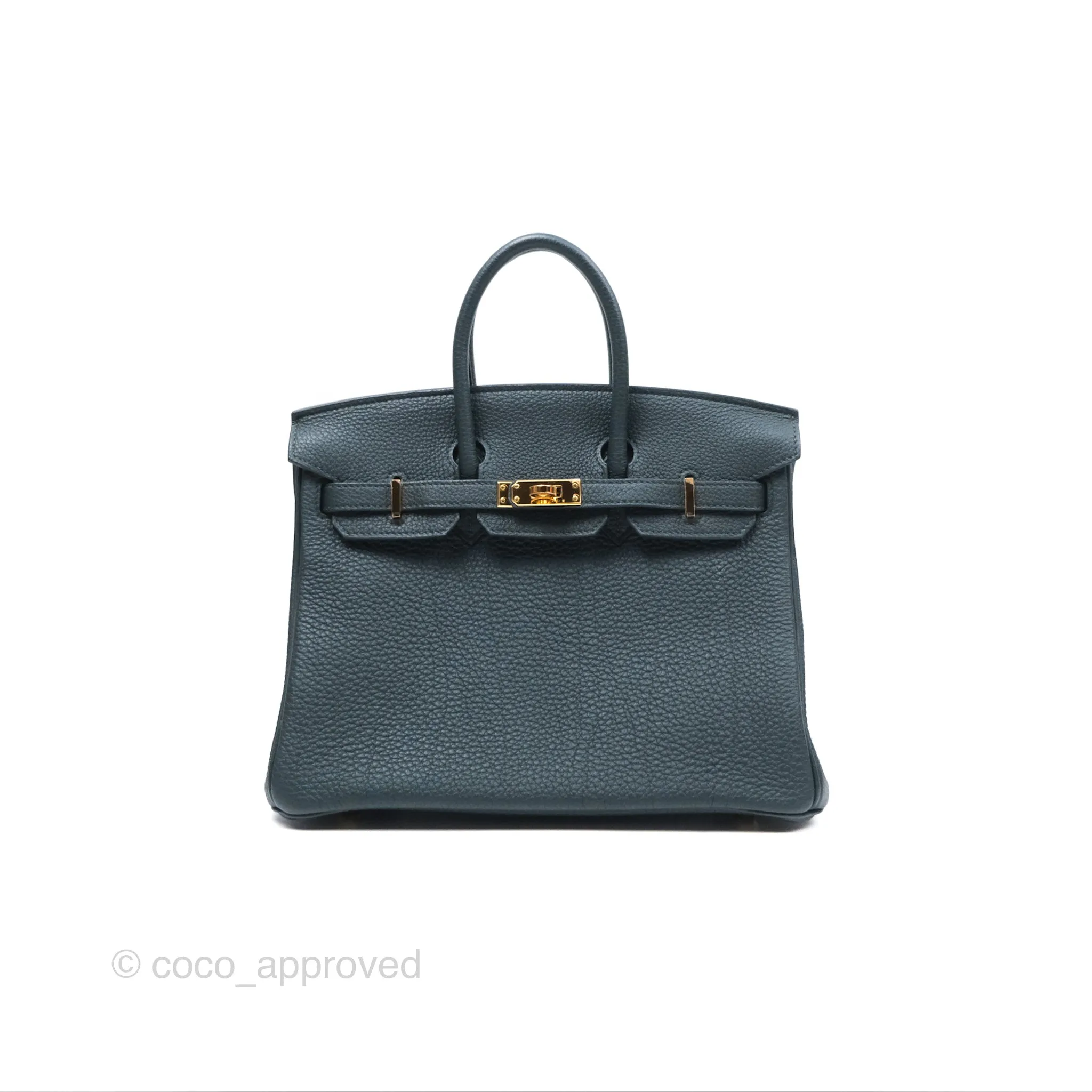 Herms Birkin 25 Retourne Vert Cypres 6O Togo Gold Hardware