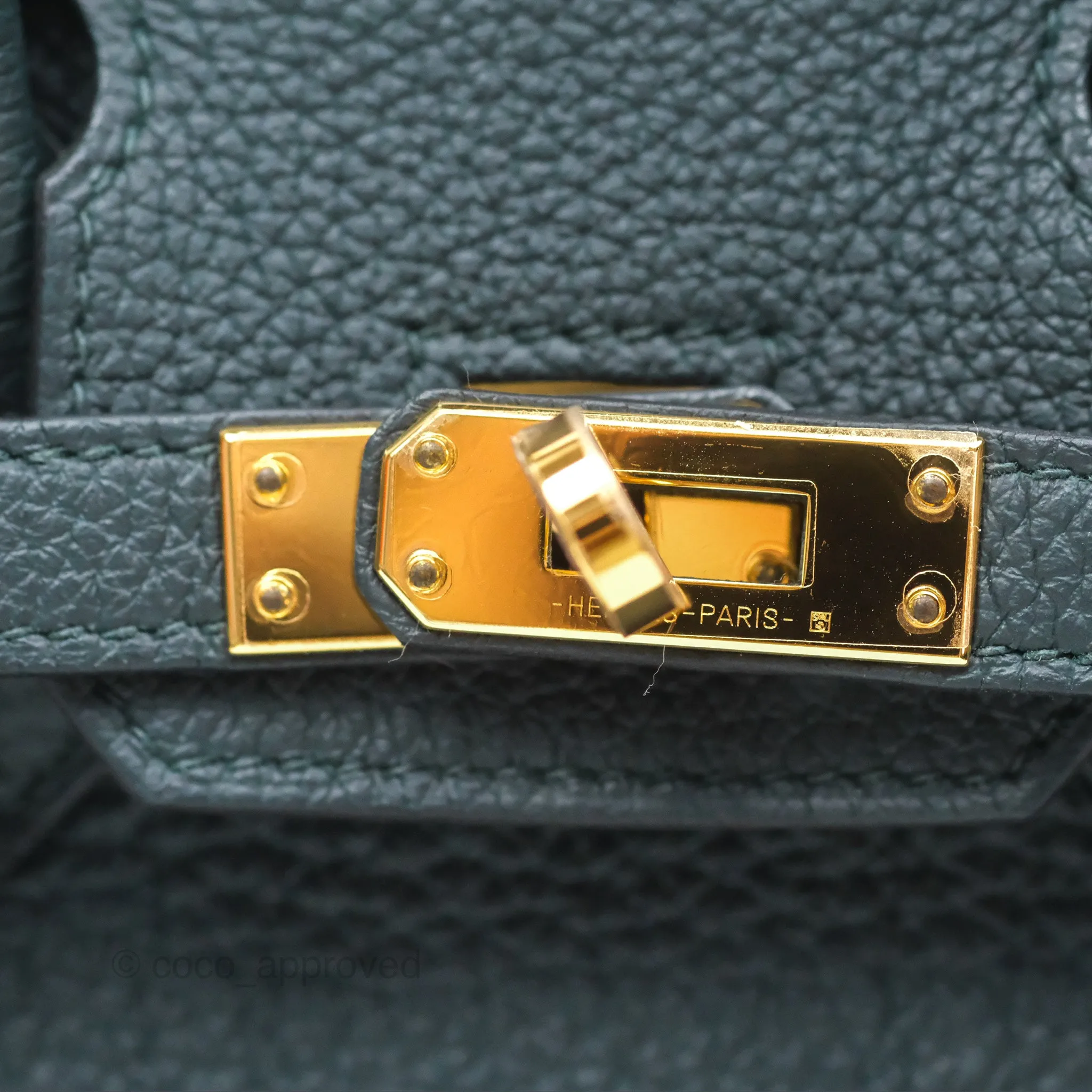 Herms Birkin 25 Retourne Vert Cypres 6O Togo Gold Hardware
