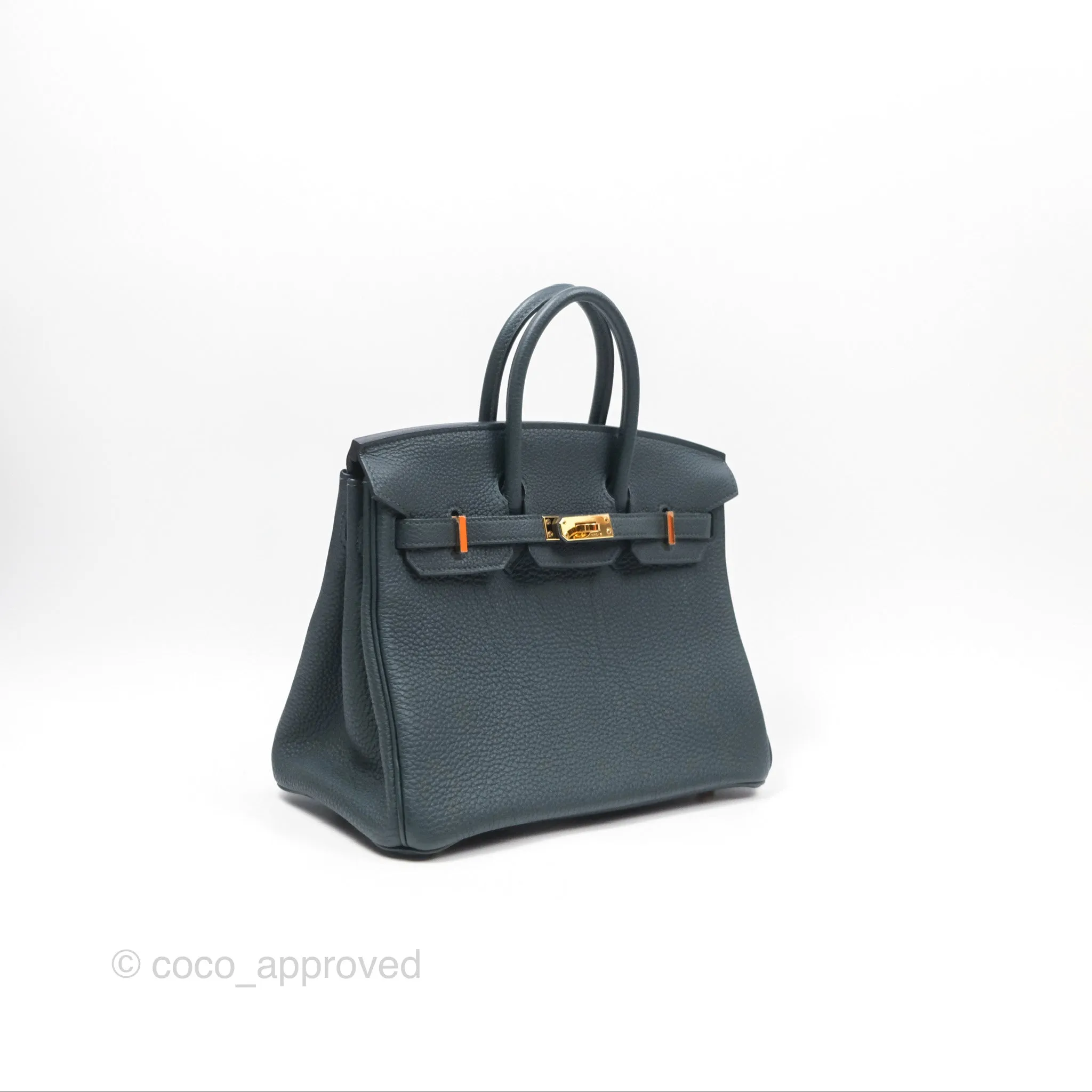 Herms Birkin 25 Retourne Vert Cypres 6O Togo Gold Hardware