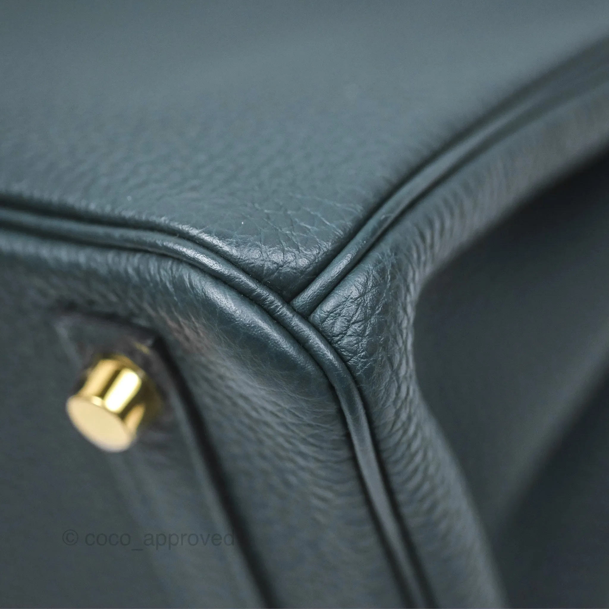 Herms Birkin 25 Retourne Vert Cypres 6O Togo Gold Hardware