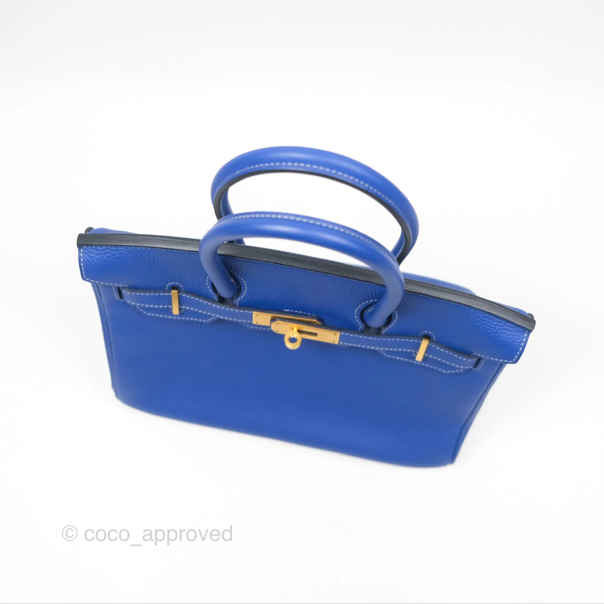 Herms Birkin 30 Retourne HSS Blue Gris Clemence Brushed Gold Hardware