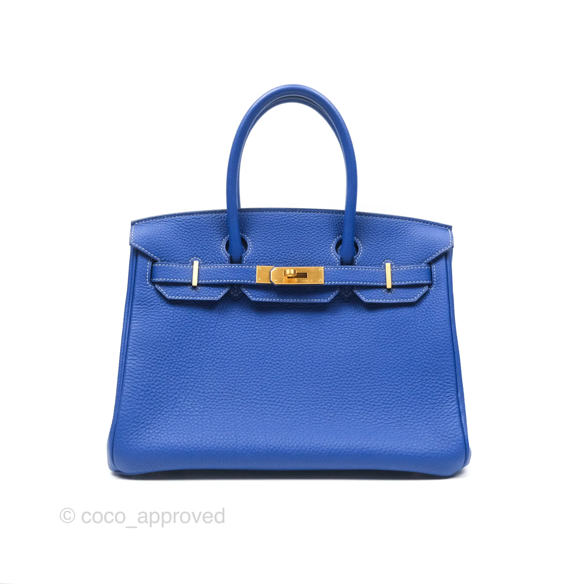 Herms Birkin 30 Retourne HSS Blue Gris Clemence Brushed Gold Hardware