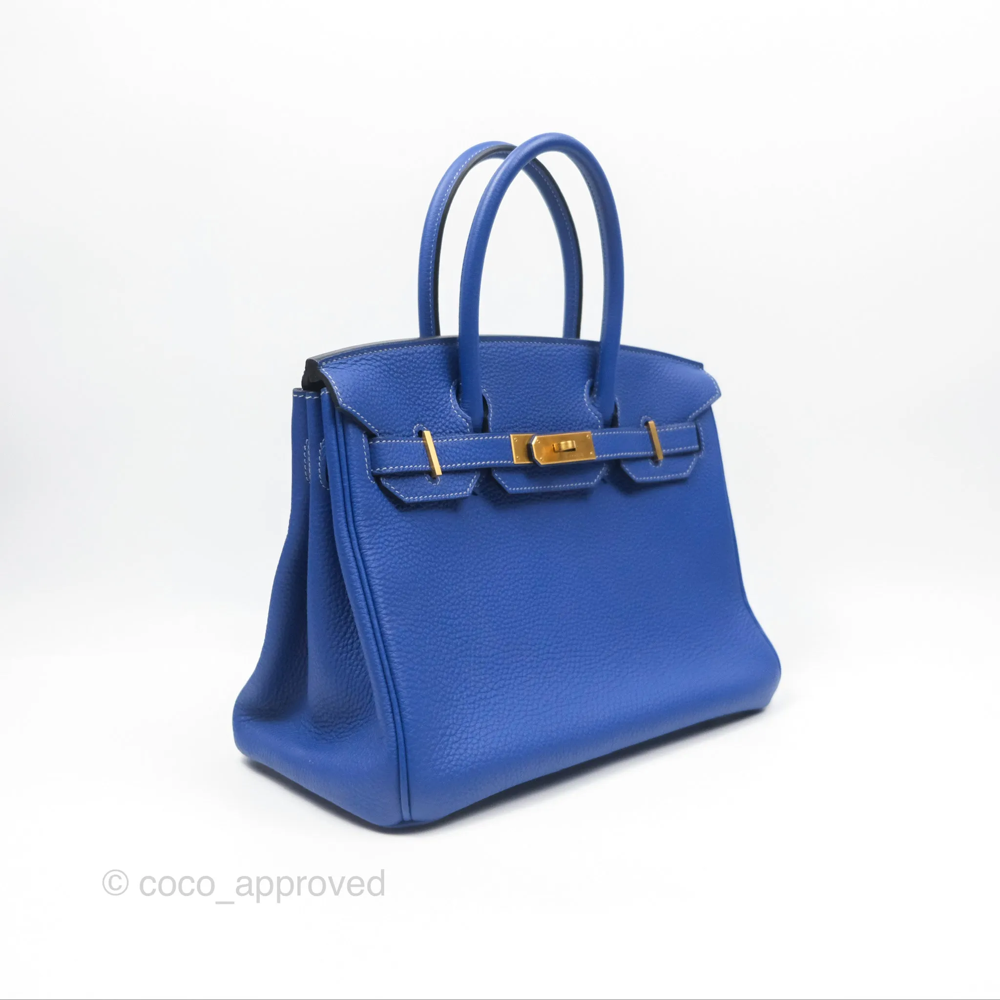 Herms Birkin 30 Retourne HSS Blue Gris Clemence Brushed Gold Hardware