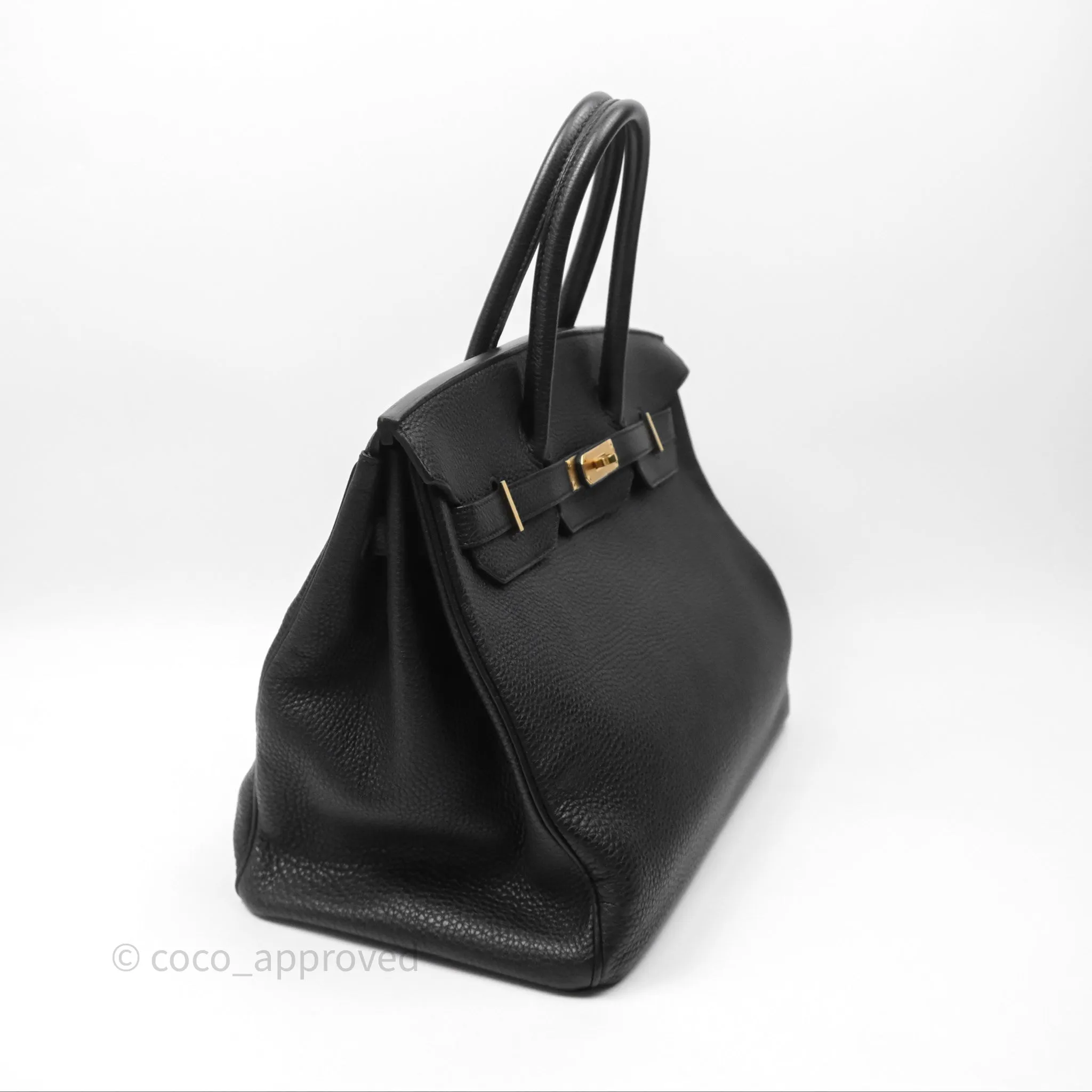 Herms Birkin 35 Retourne Black Noir 89 Clemence Gold Hardware